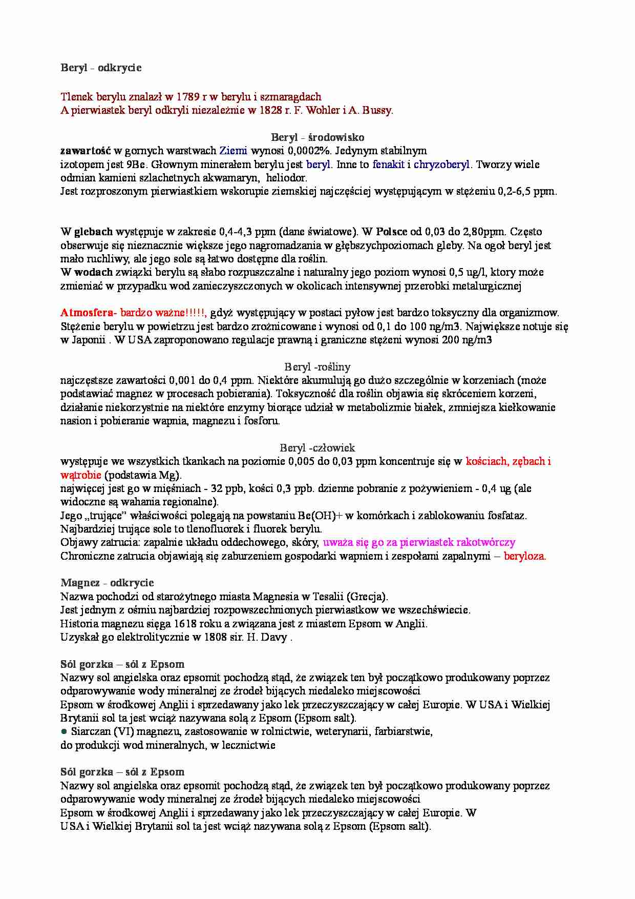 Berylowce - omówienie zagadnienia - strona 1