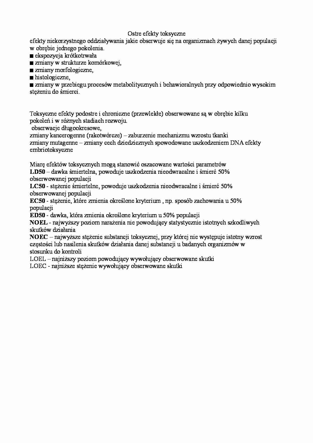 Ostre efekty toksyczne - strona 1