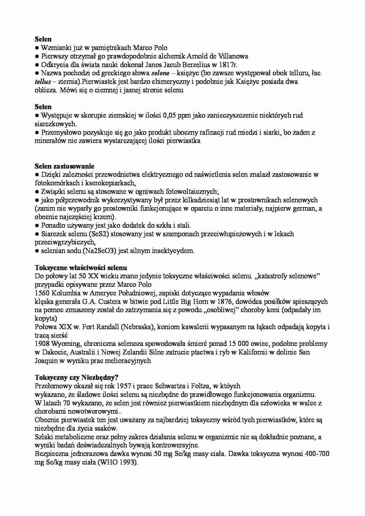 Selen - omówienie zagadnienia - strona 1