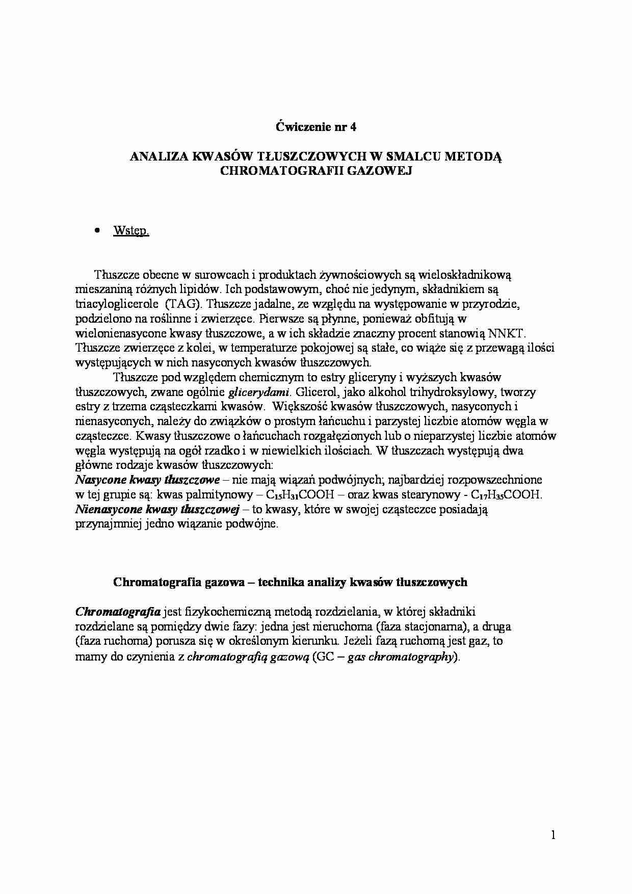 Analizy kwasw tłuszczowych w smalcu  - strona 1