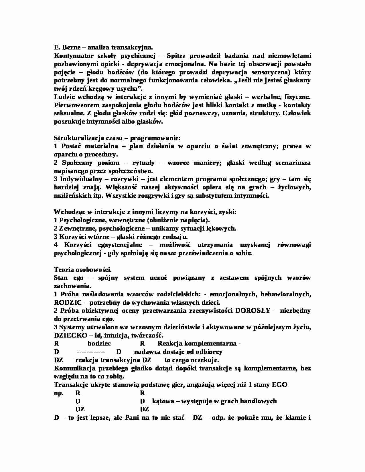 E. Berne ? analiza transakcyjna - strona 1