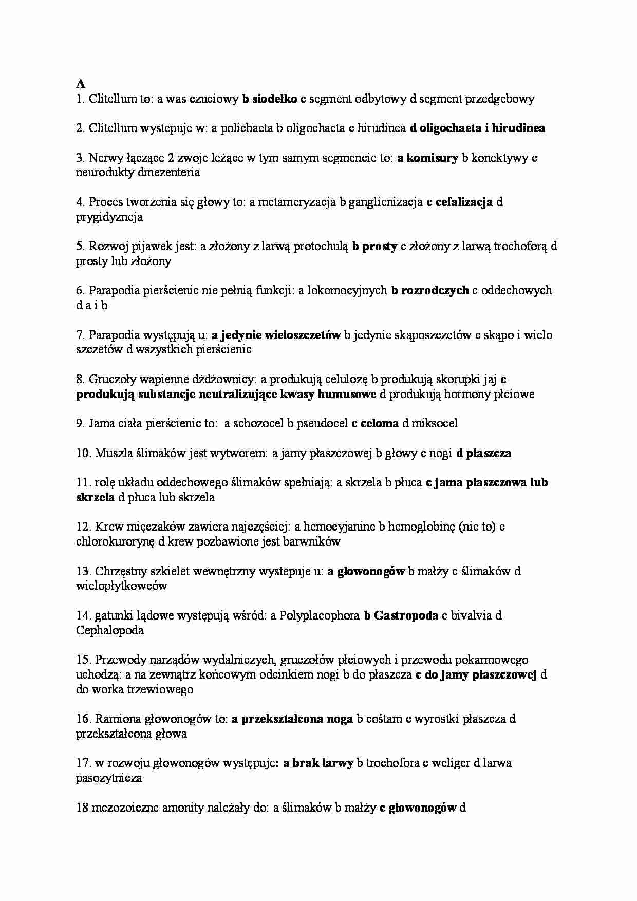 Wieloszczety - pytania - strona 1