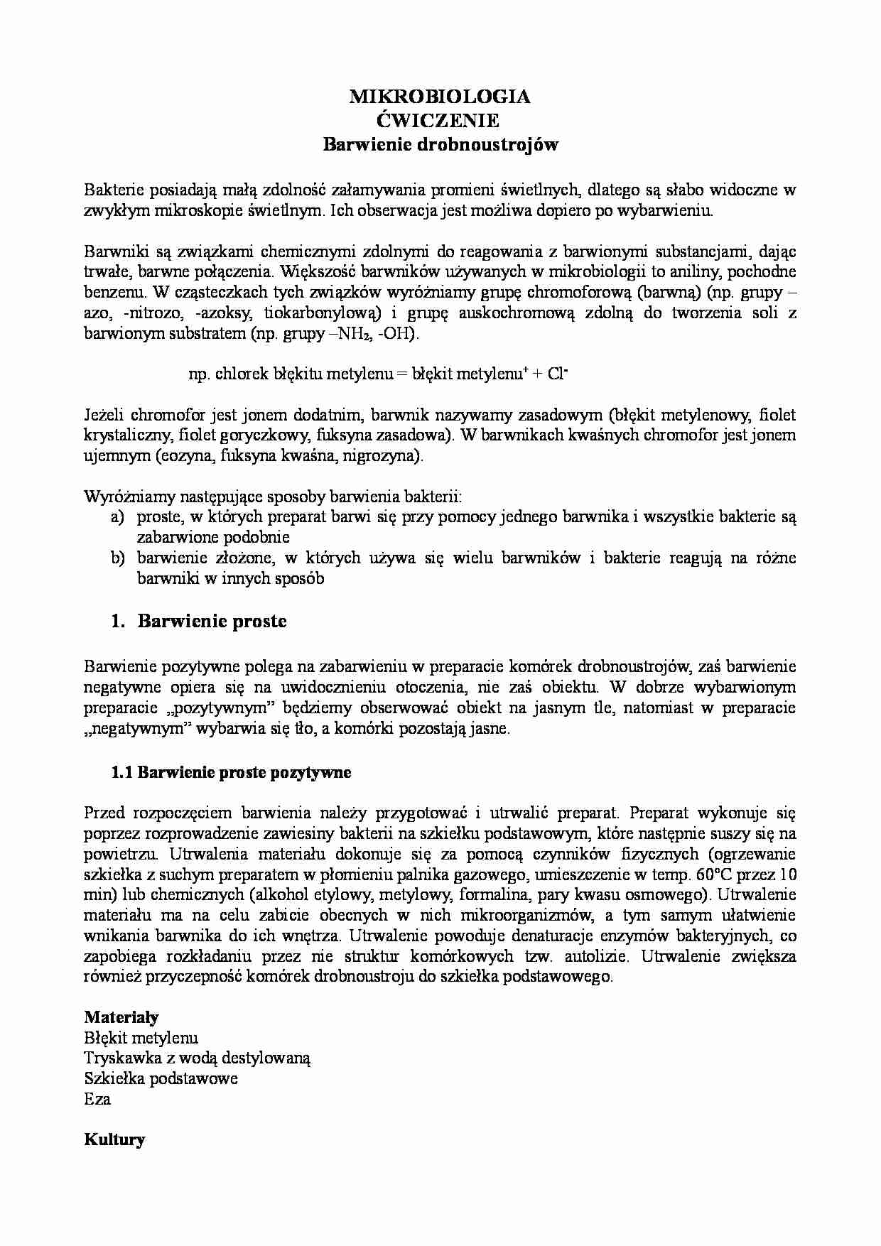 Barwienie drobnoustrojów - omówienie - strona 1