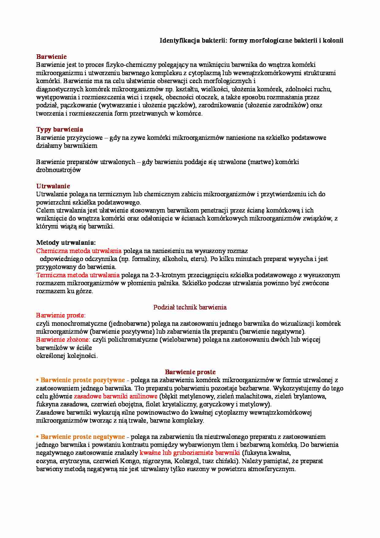 Formy morfologiczne bakterii i kolonii - strona 1