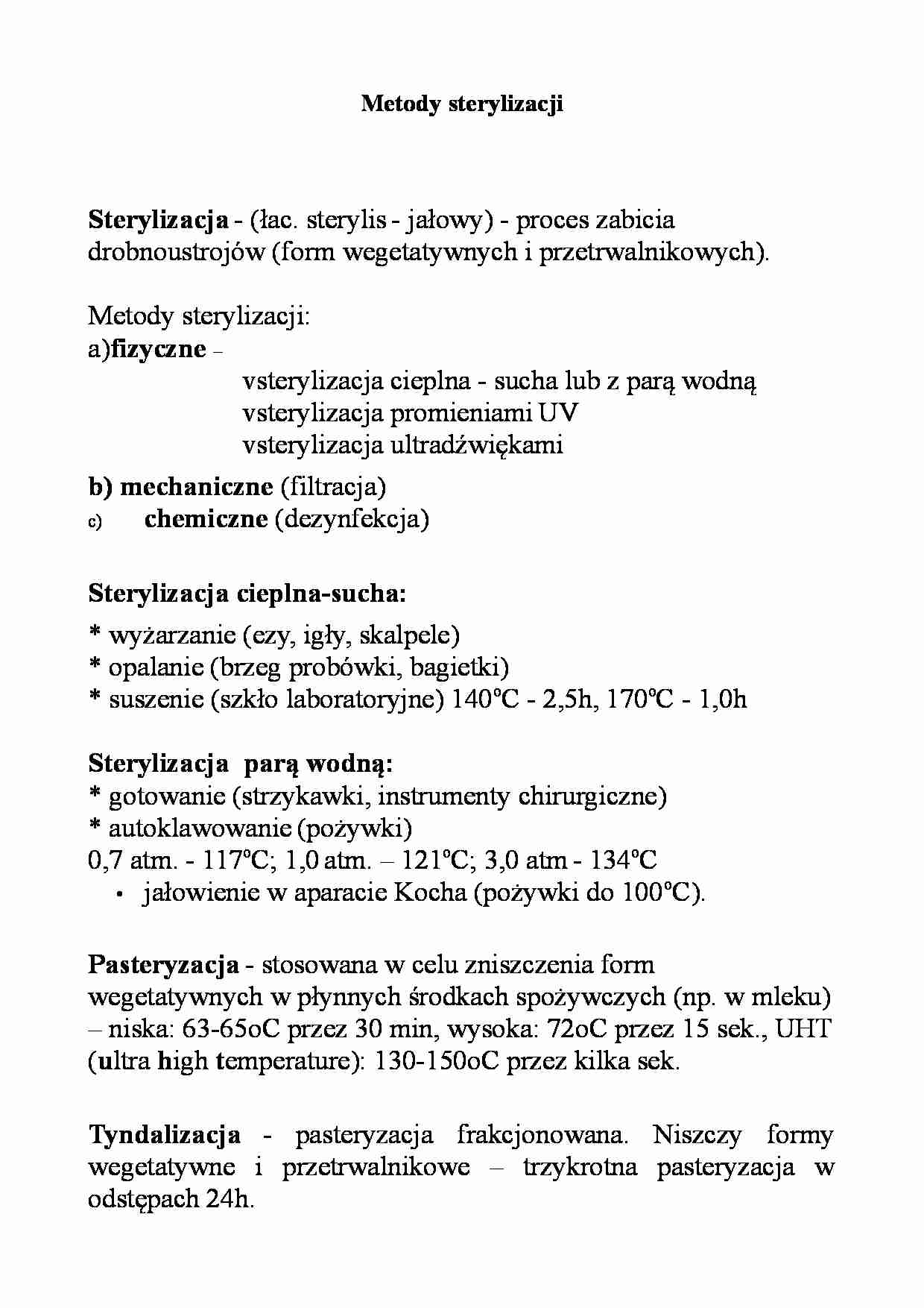  Metody sterylizacji - omówienie - strona 1