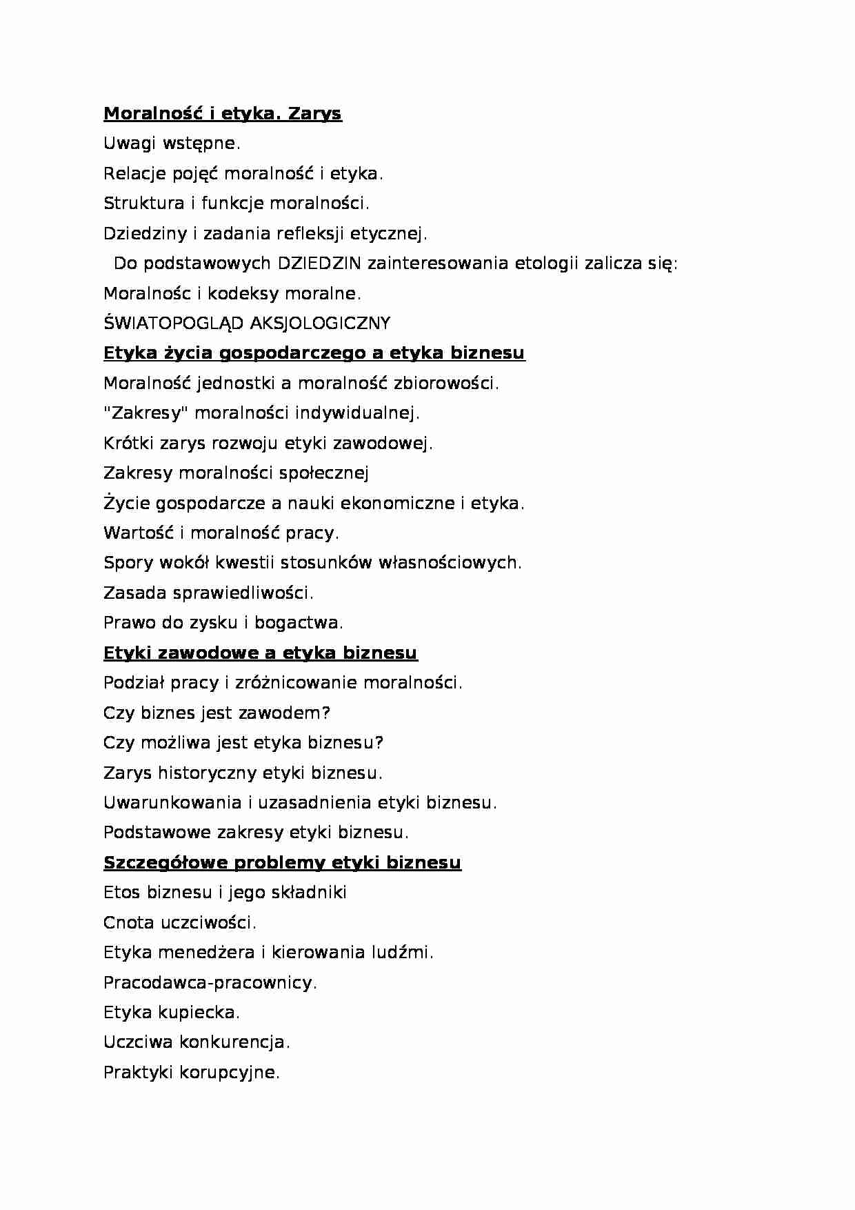 Etyka - moralność i etyka zarys - strona 1