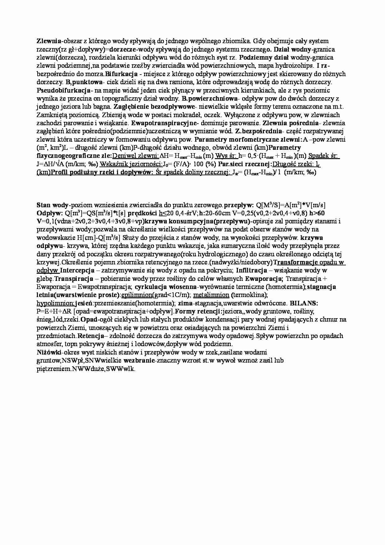 hydrologia - kolokwium - strona 1