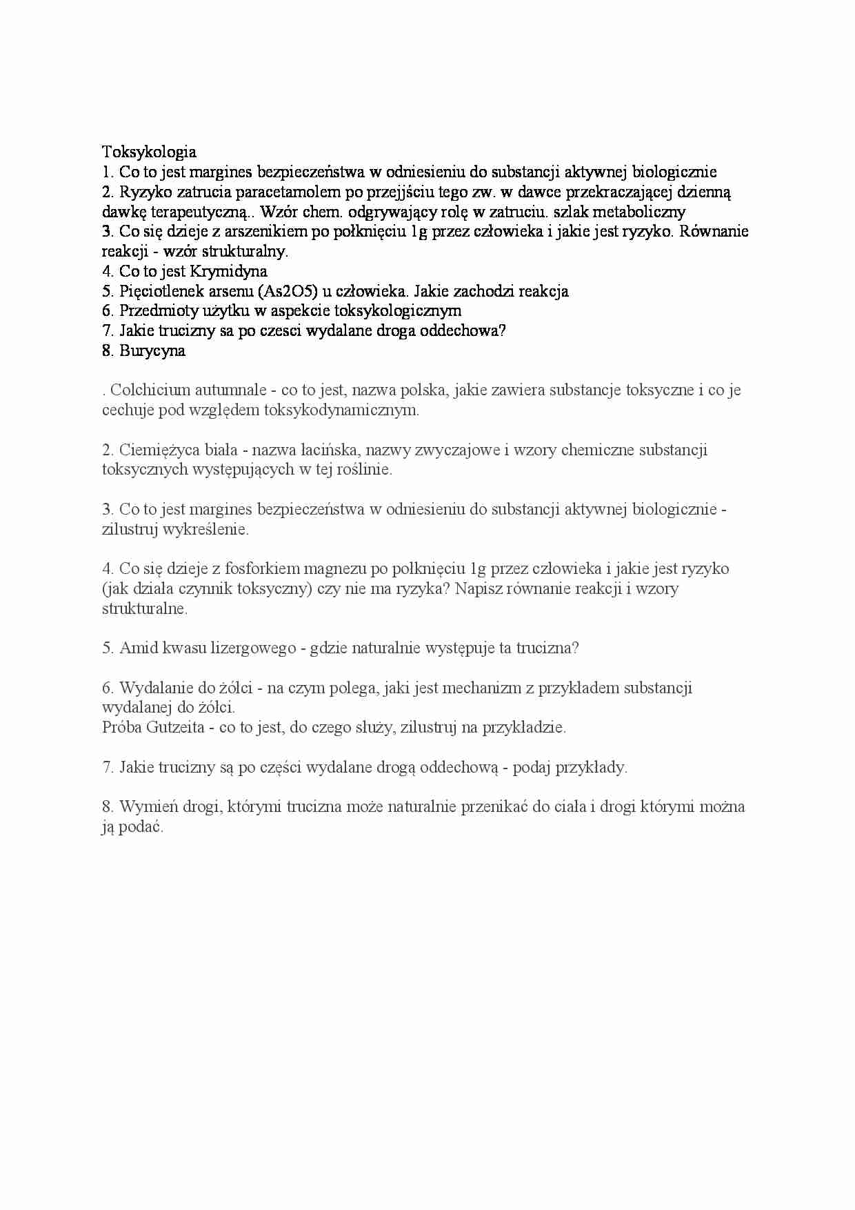 Toksykologia - pytania z zaliczenia - strona 1