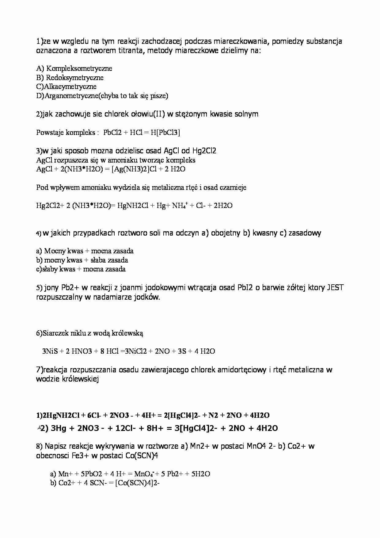 chemia analityczna pytania z egzaminu - strona 1