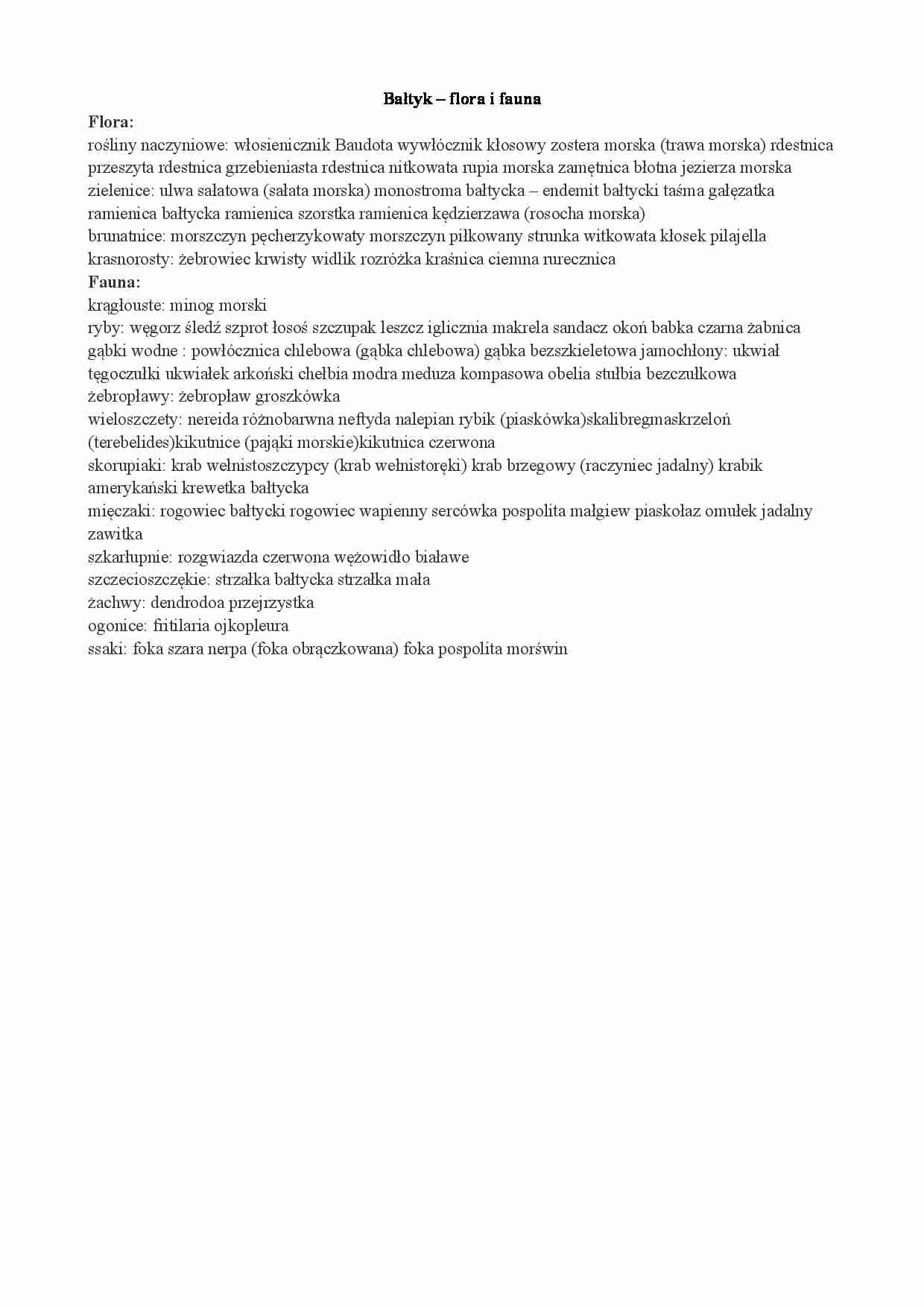   Bałtyk – flora i fauna - strona 1