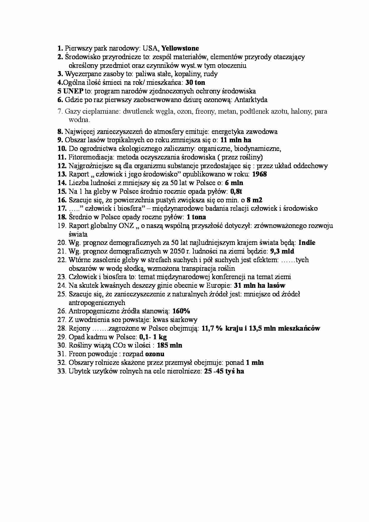 ochrona przyrody - egzamin - strona 1