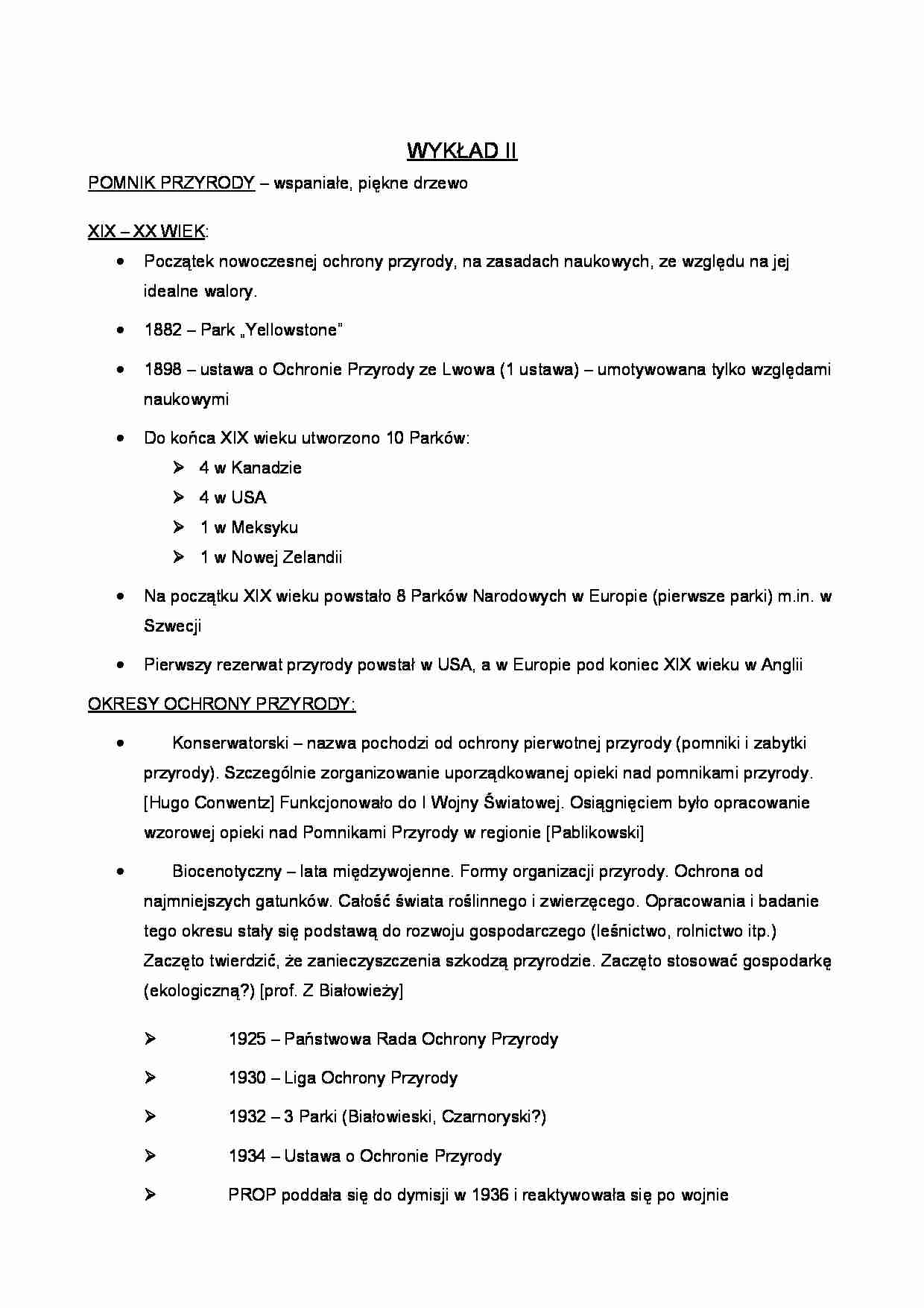 ochrona przyrody - wykład 2 - strona 1