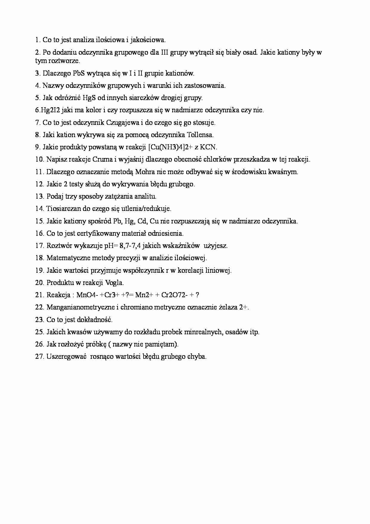 chemia analityczna - egzamin 2 - strona 1