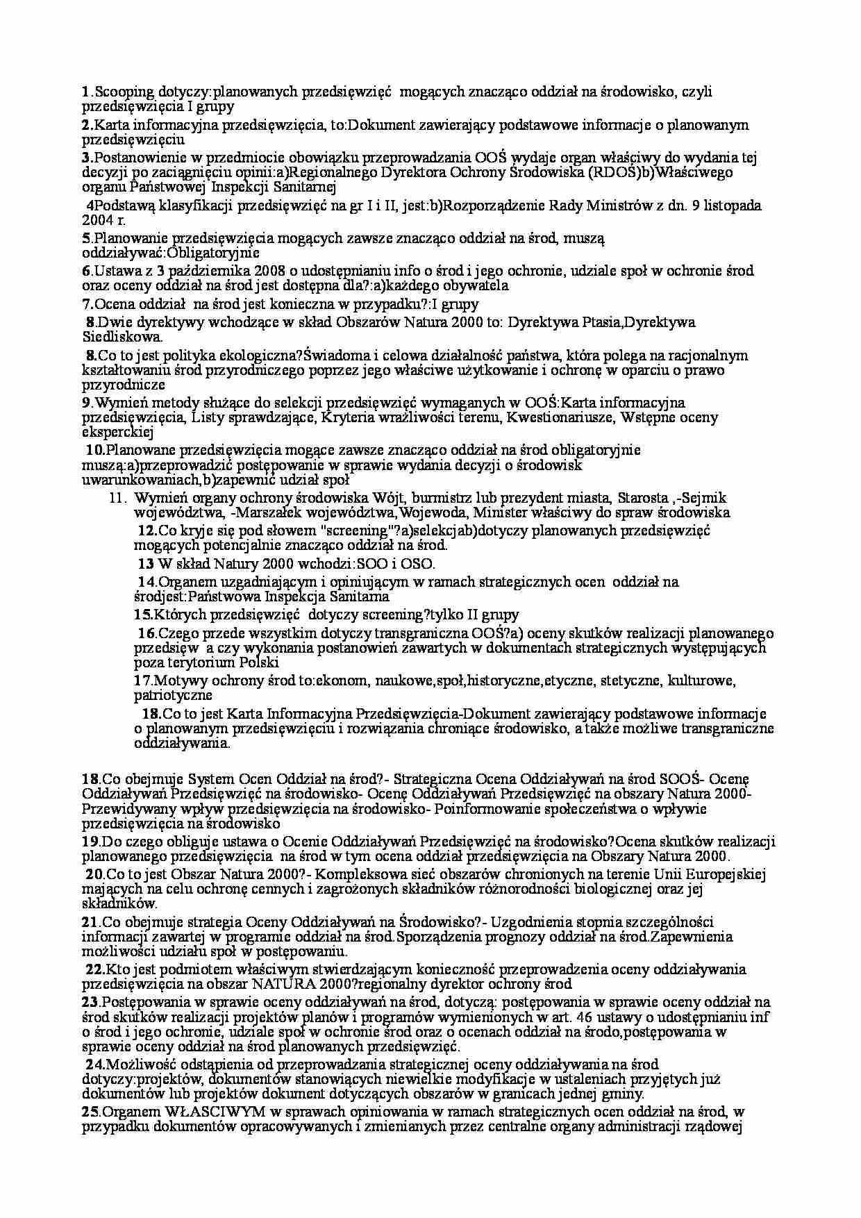 Ocena oddziaływania na  środowisko - test - strona 1