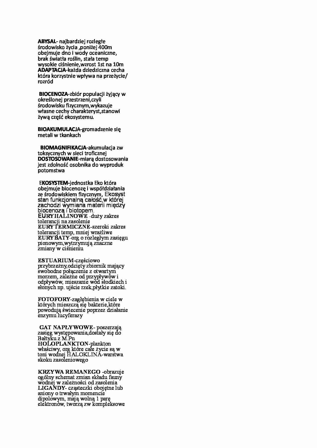 Ekosystem  morski - definicje cz. II - strona 1