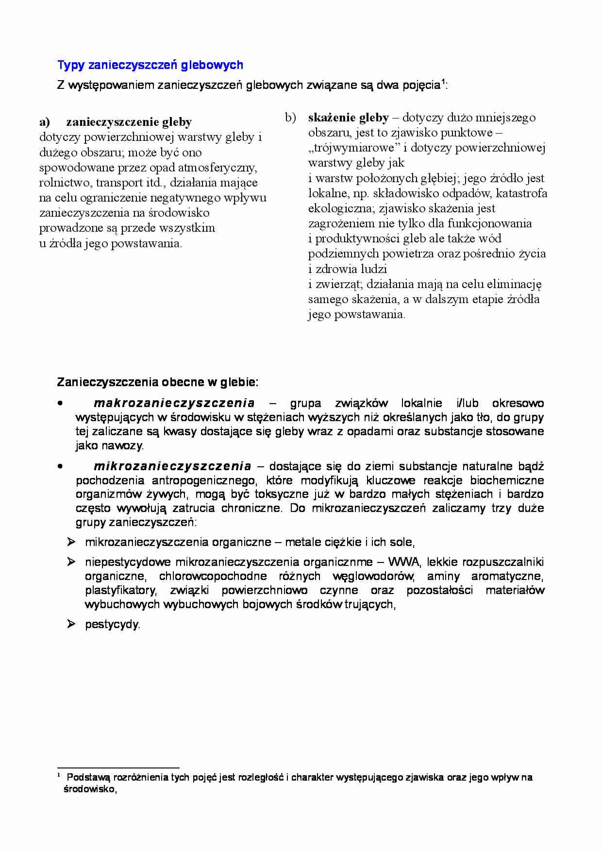   Typy zanieczyszczeń glebowych - strona 1