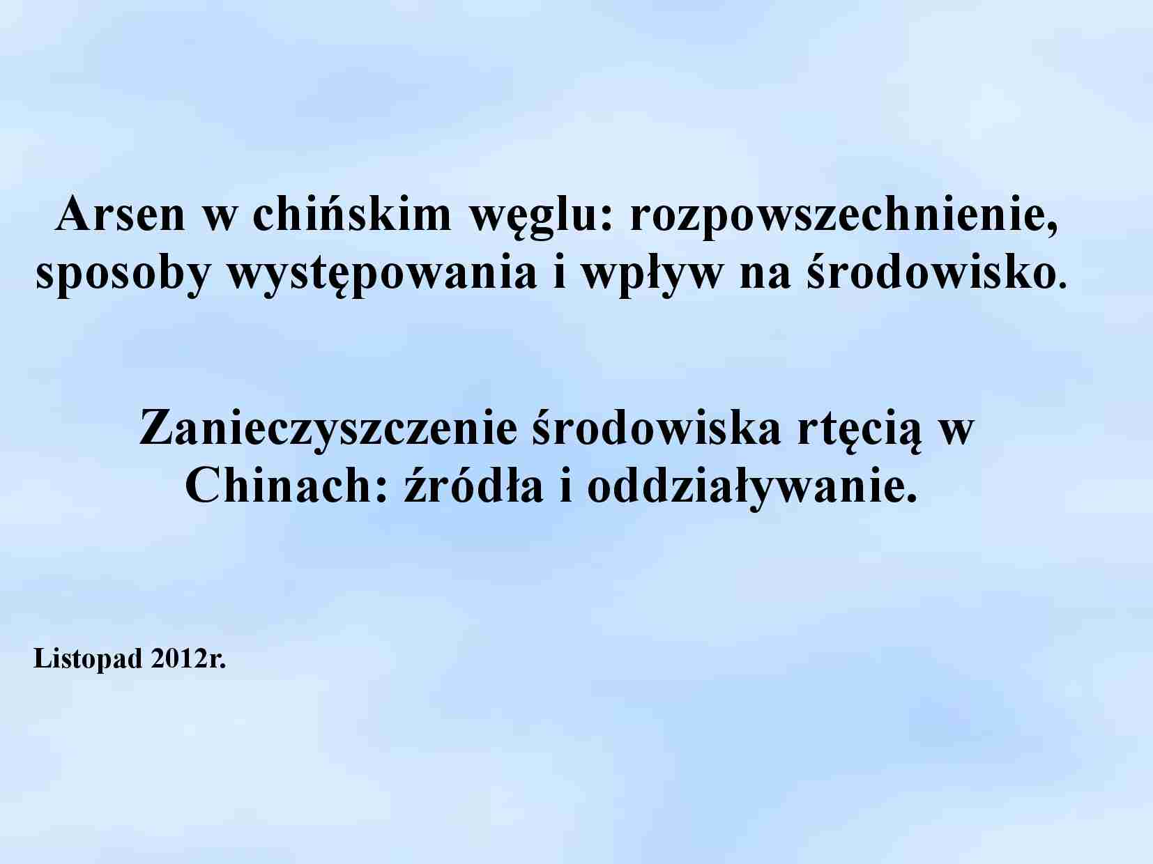 Toksykologia - prezentacja arsen - strona 1