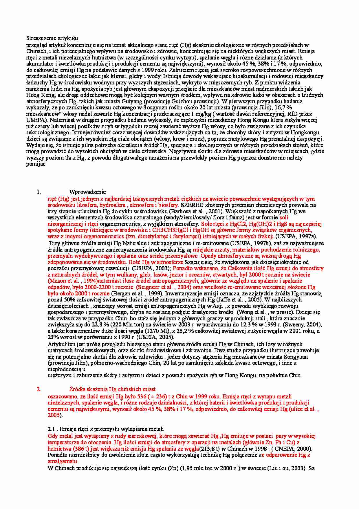 Rtęć w chińskim węglu - strona 1