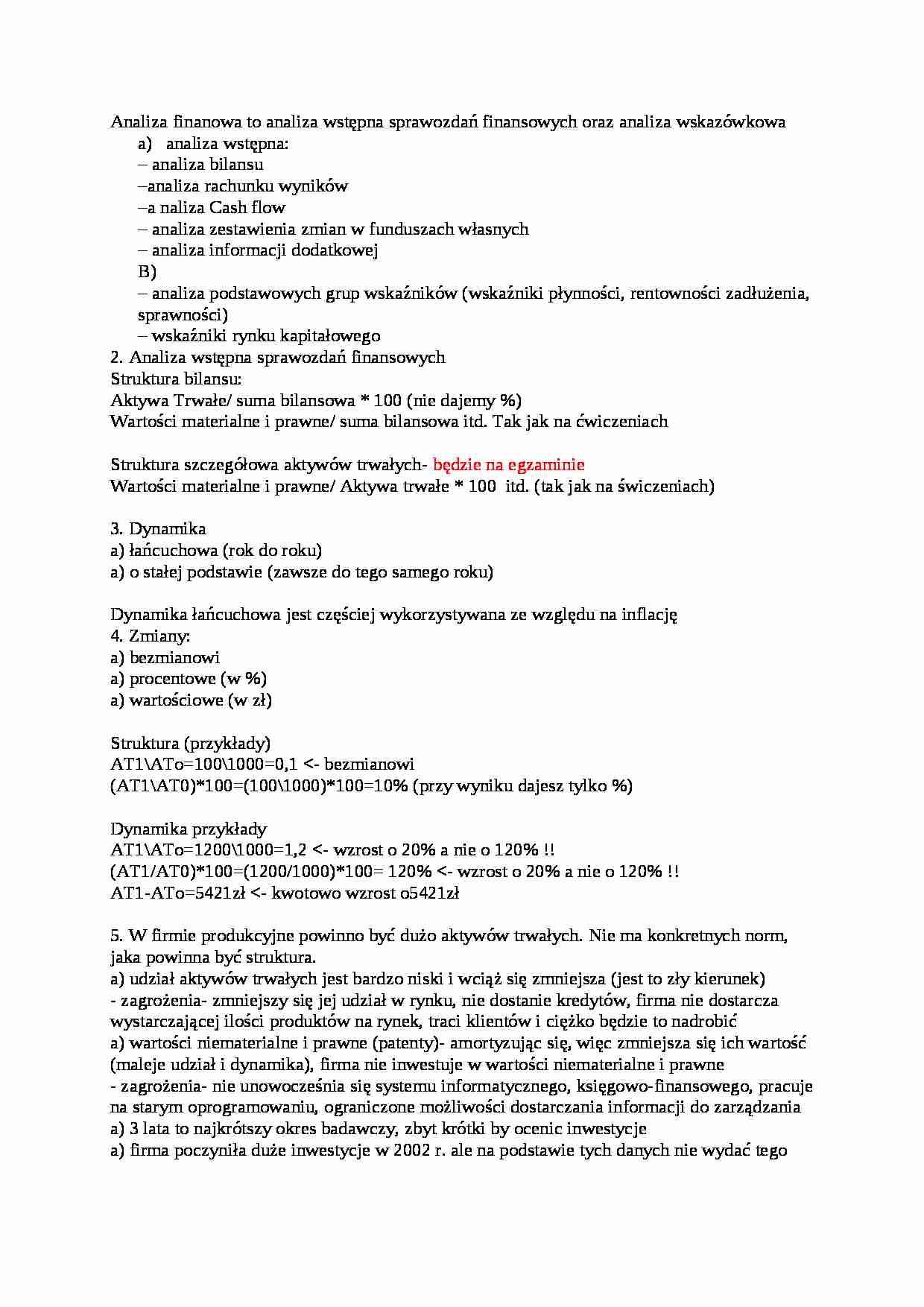 Analiza finansowa - analiza wstępna - strona 1