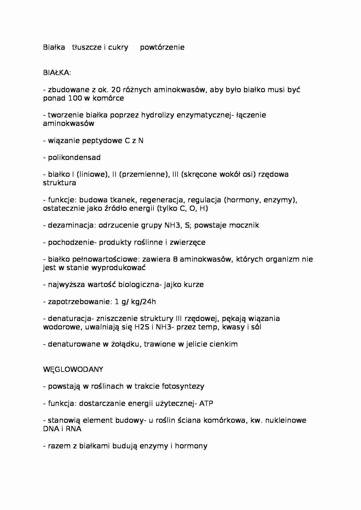 Białka, tłuszcze i cukry - strona 1