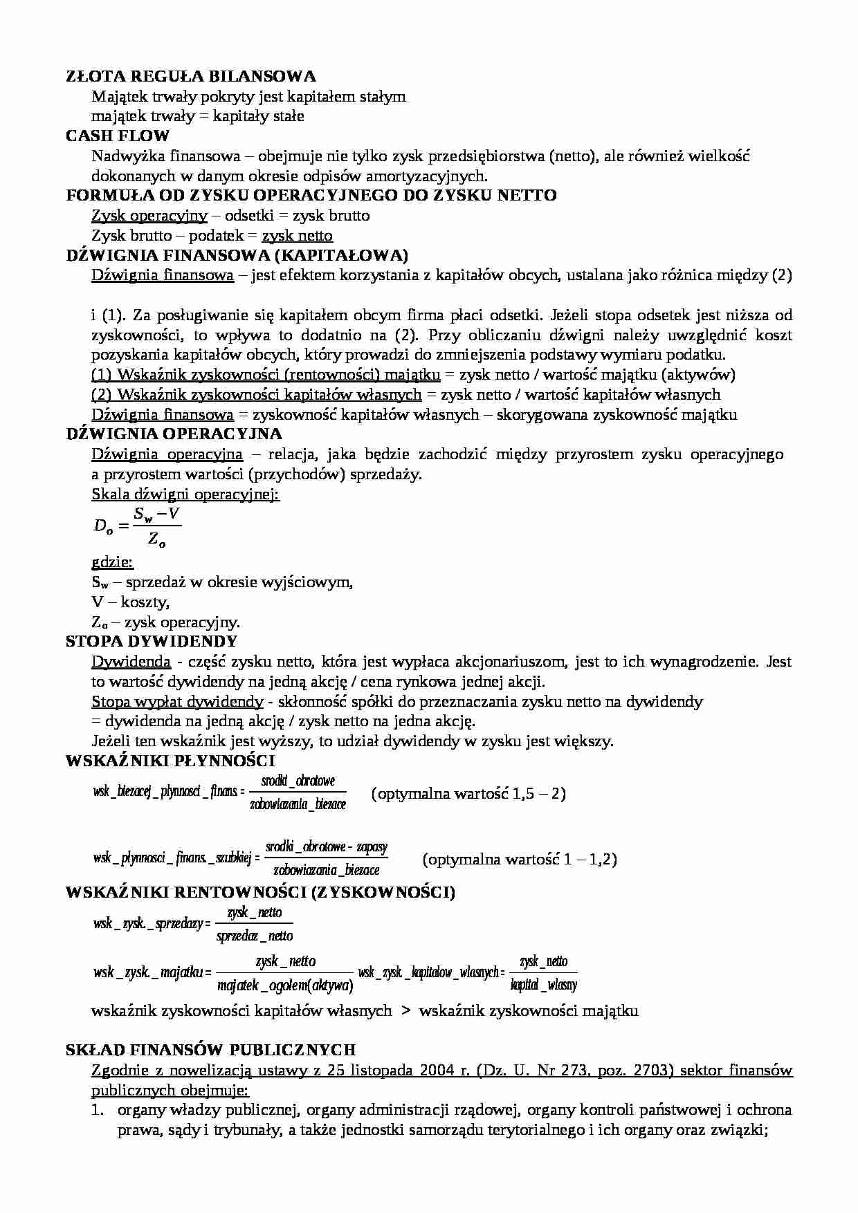 Finanse i bankowość- Opracowane pytania na egzamin - strona 1