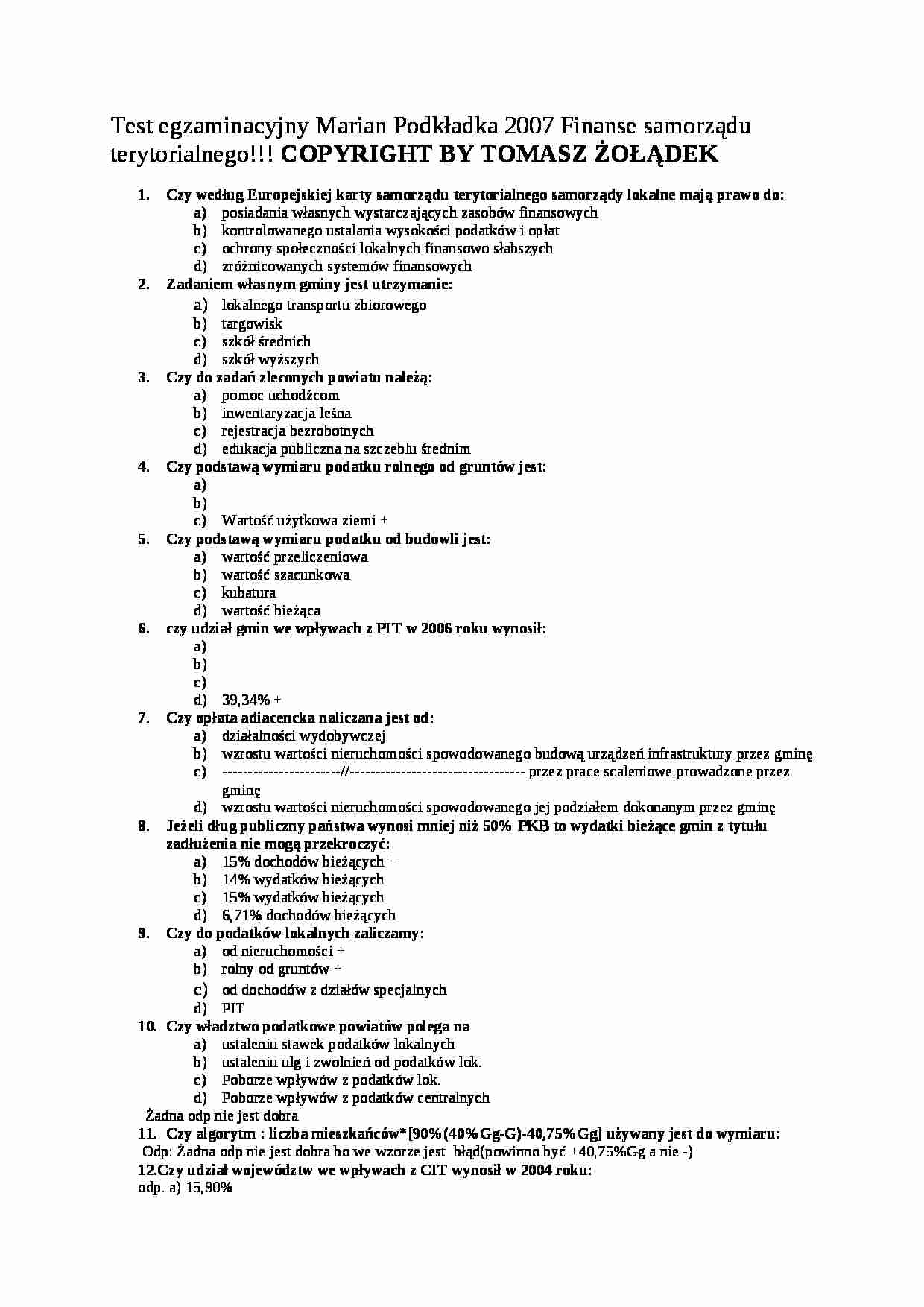 finanse egzamin - strona 1