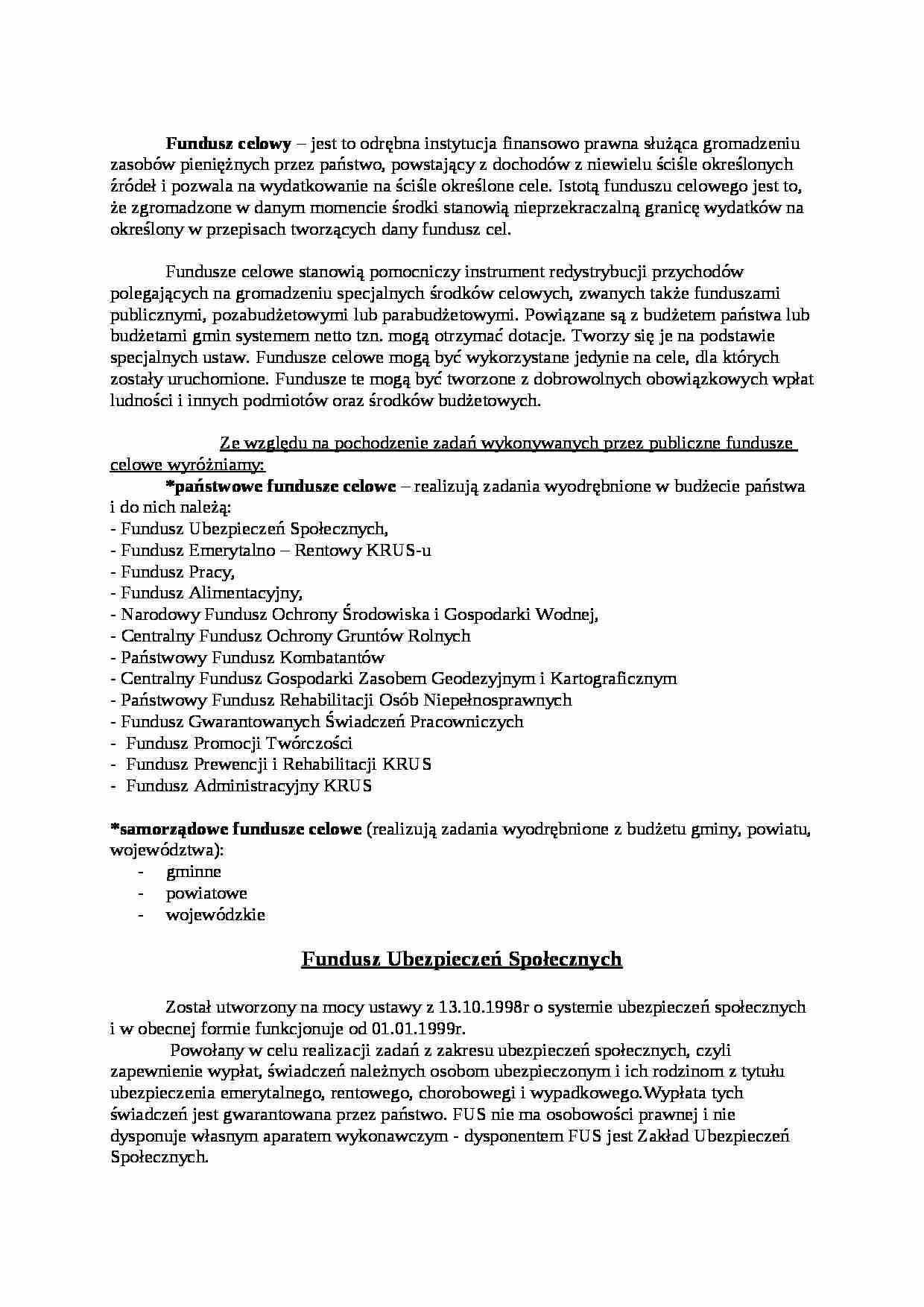 Fundsze celowe - strona 1