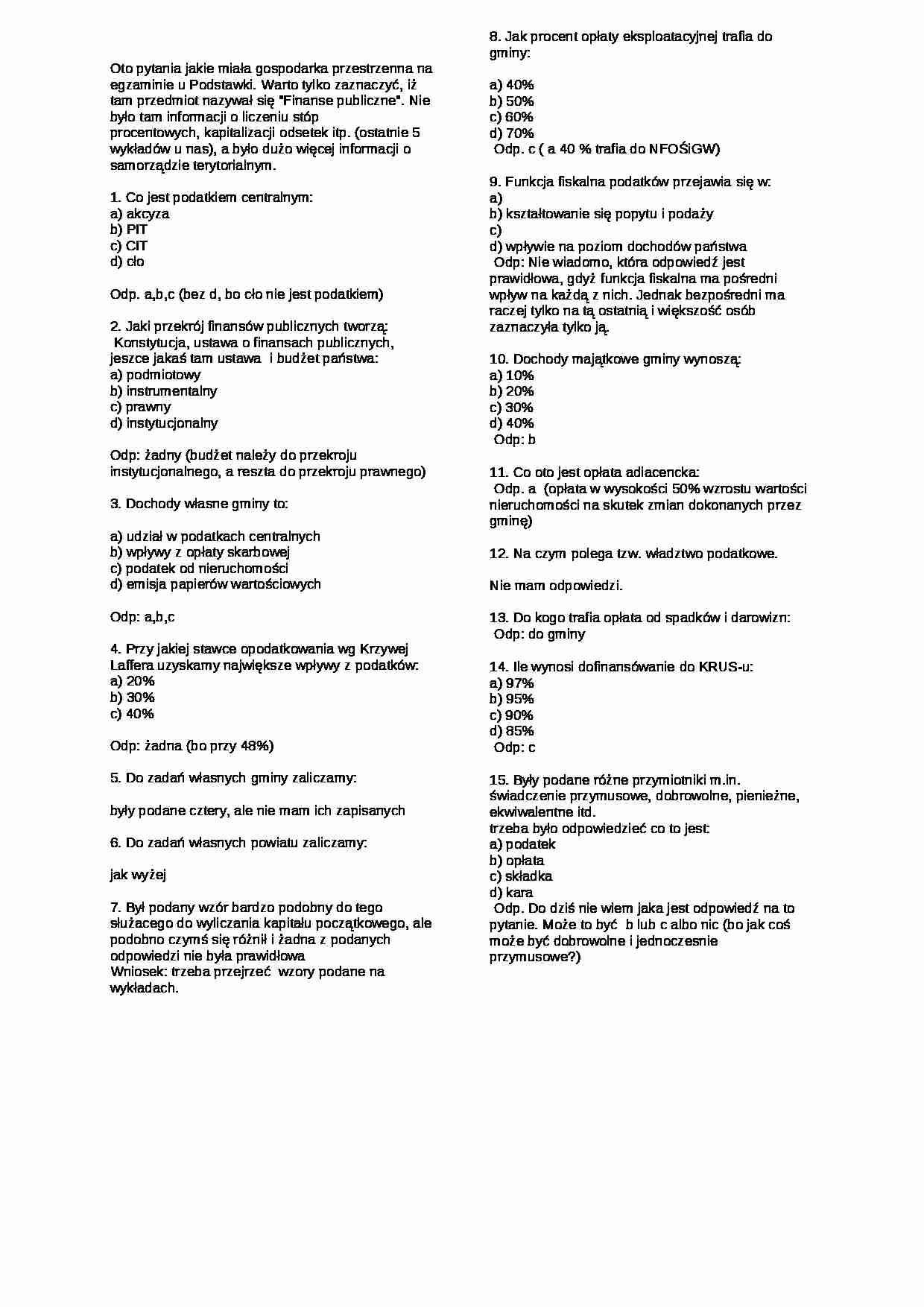 pytania -Finanse publiczne - strona 1