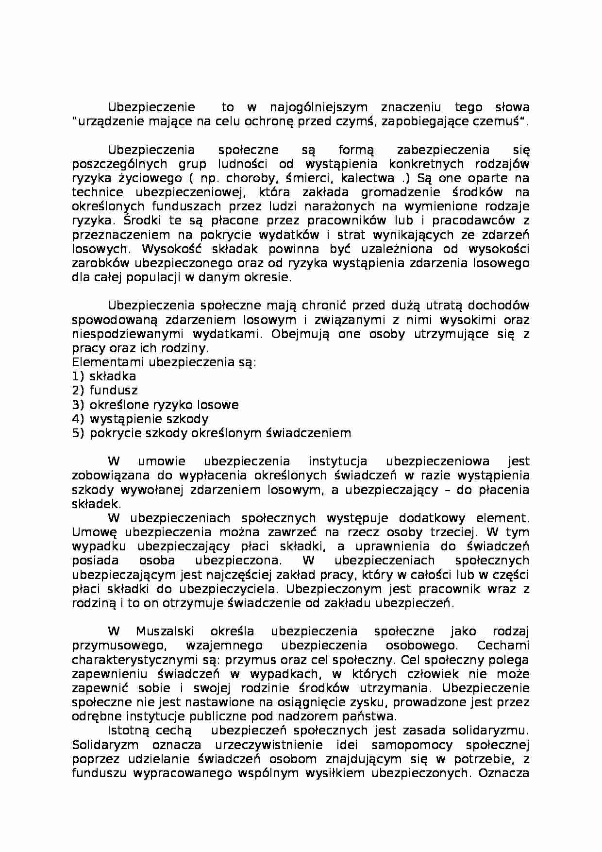 Zasady ubezpieczeń społecznych - strona 1