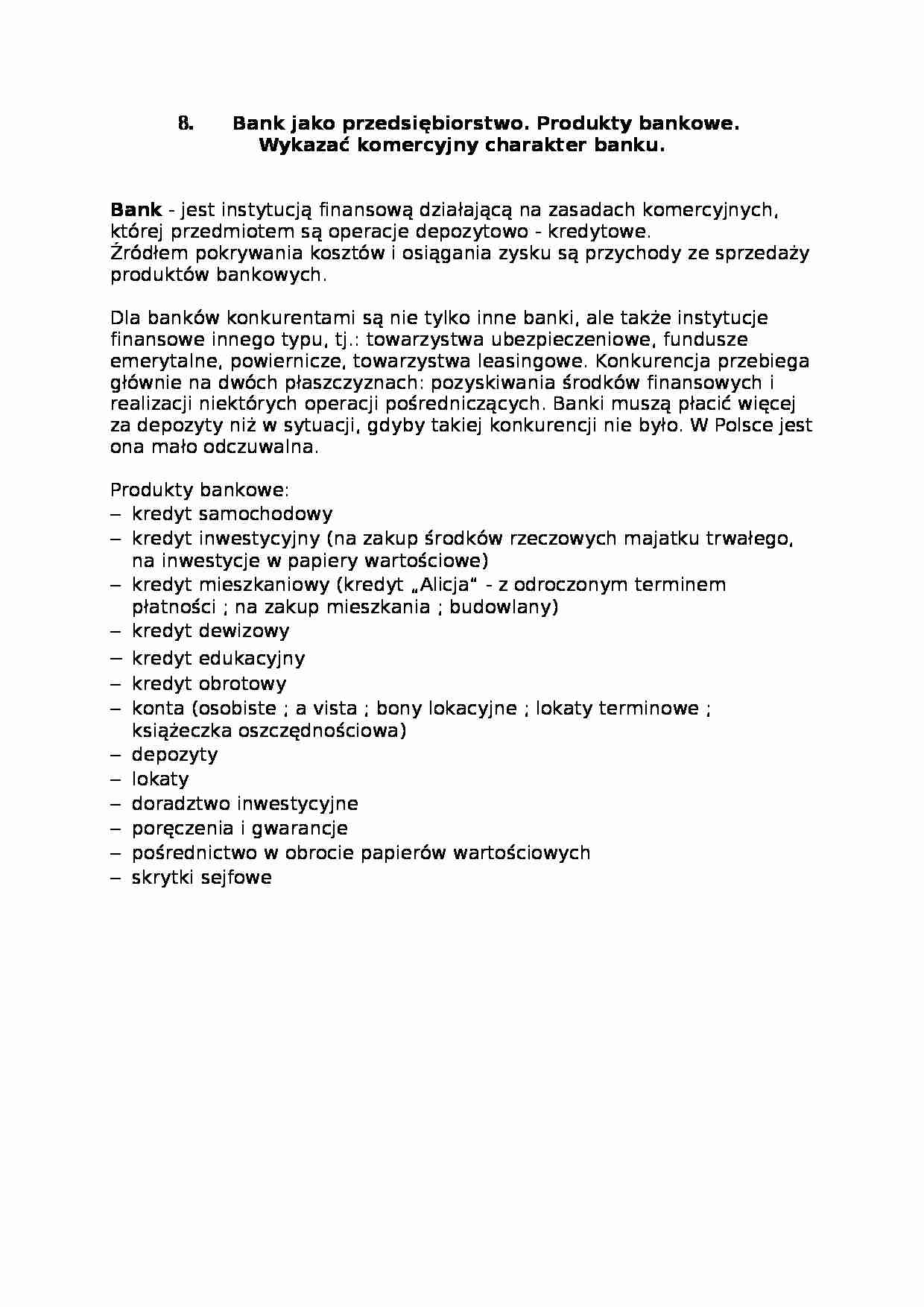 Bank jako przedsiębiorstwo - charakter banku - strona 1