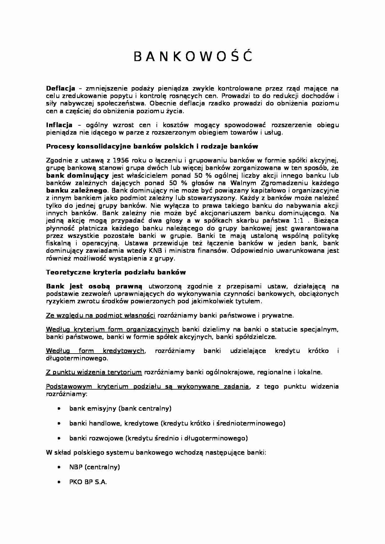 Bankowość - deflacja - strona 1