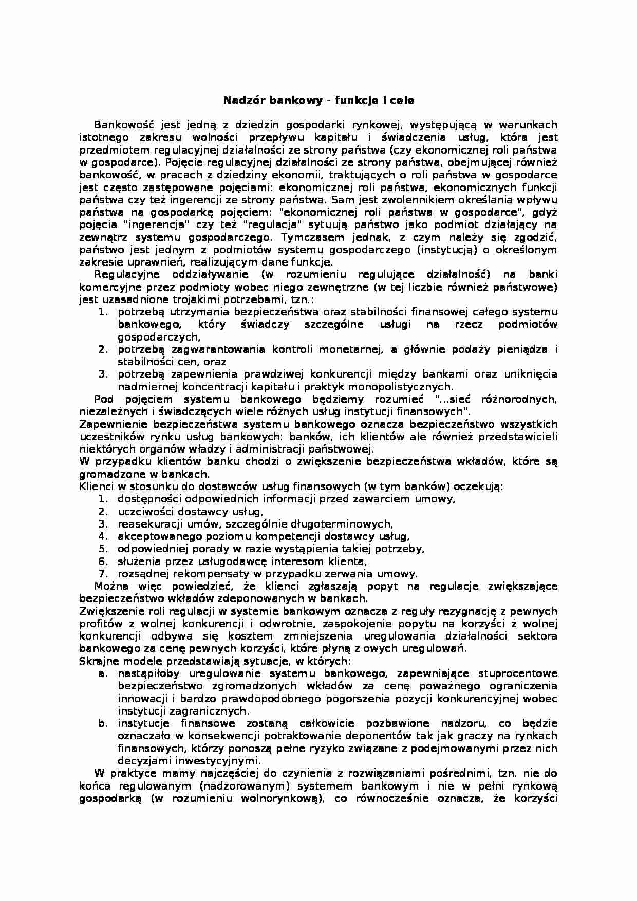 Funkcje i cele nadzoru bankowego - Funkcja dyscyplinująca - strona 1