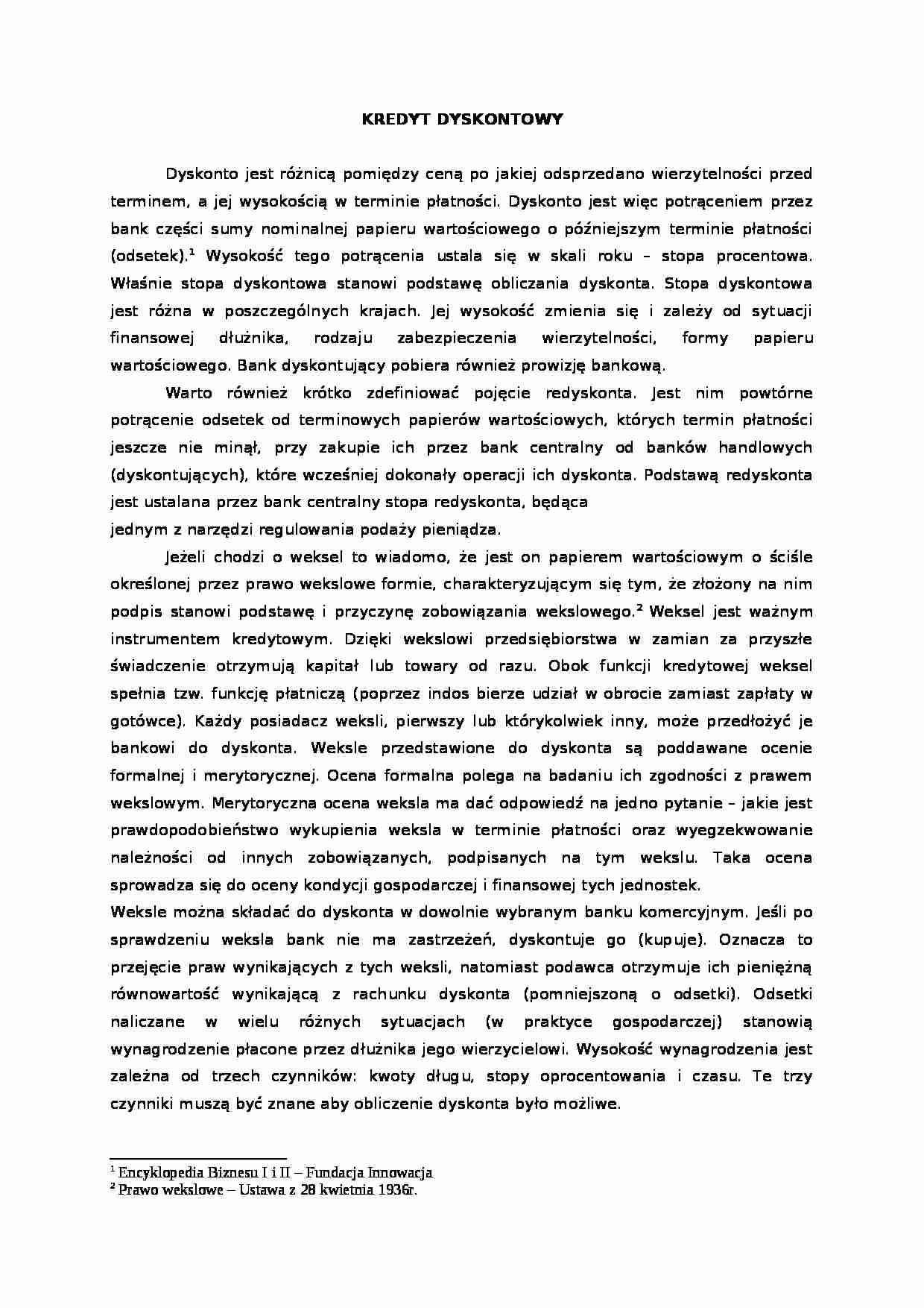 Kredyt dyskontowy  - strona 1