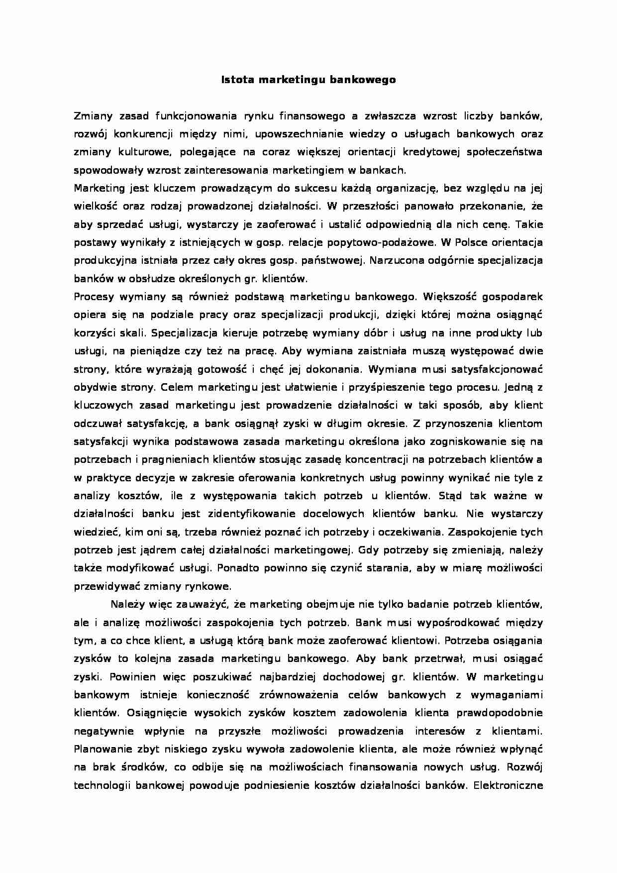 Marketing bankowy - Polityka lokalizacji banku - strona 1