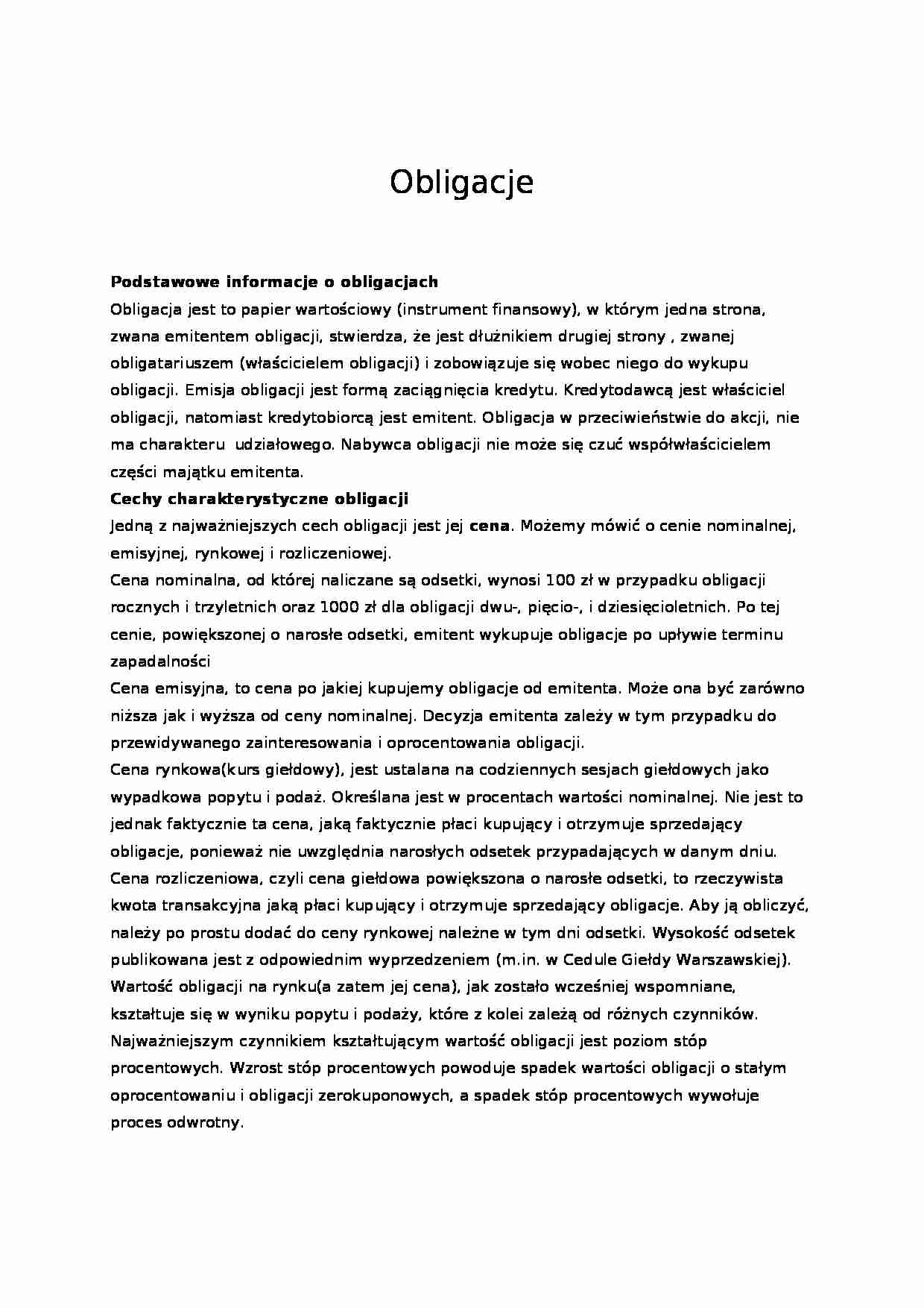 Obligacje - Kryterium oprocentowania  - strona 1