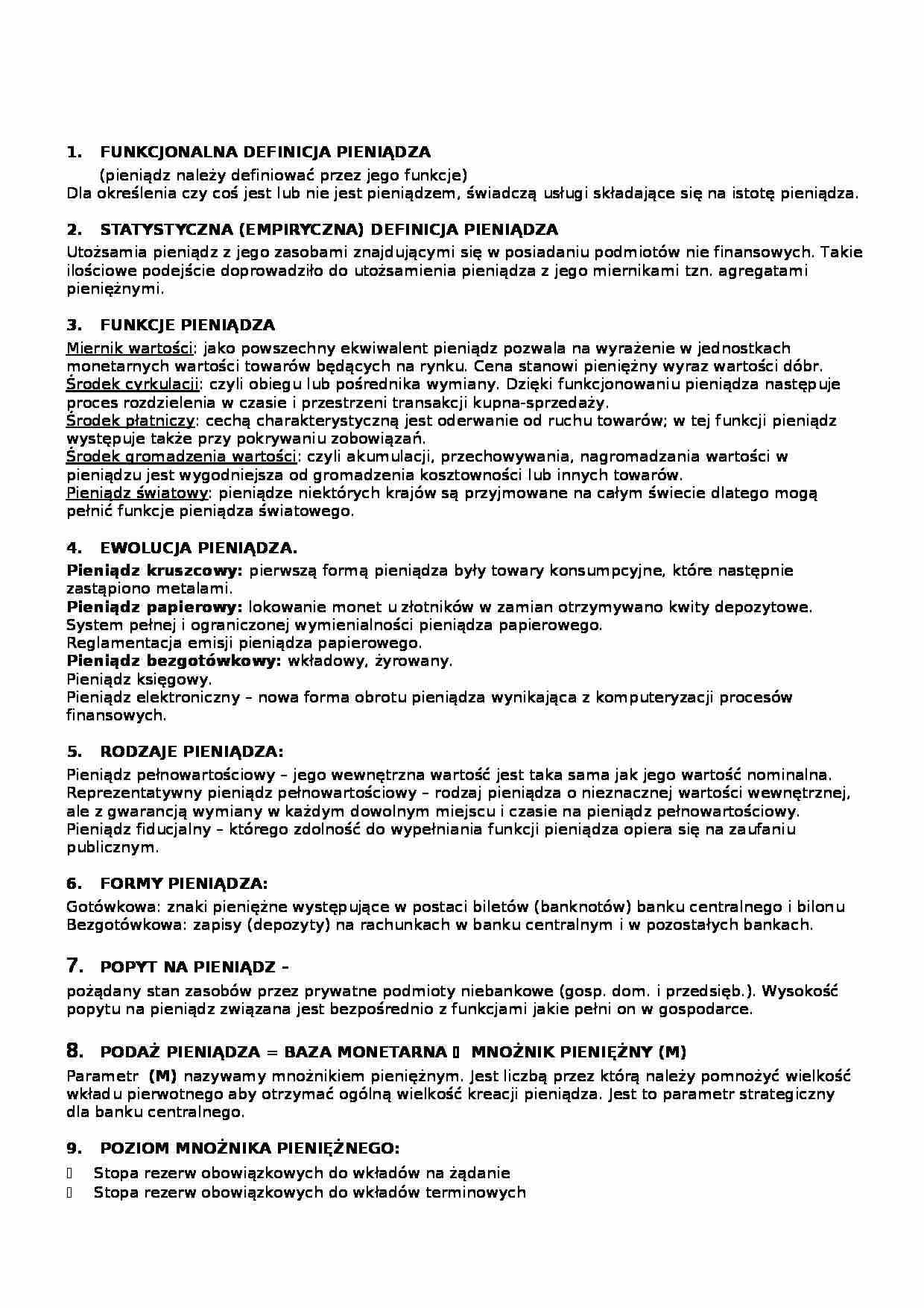 Polityka monetarna banku centralnego  - strona 1