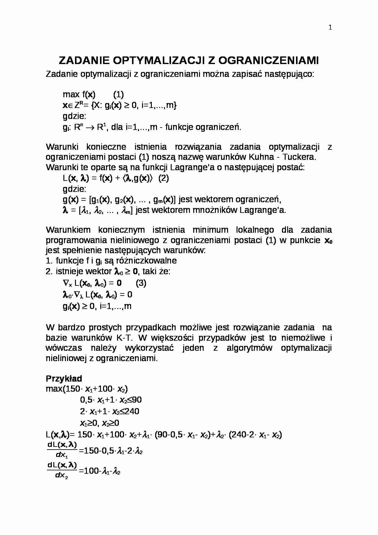 Zadanie optymalizacji bez ograniczeń - strona 1