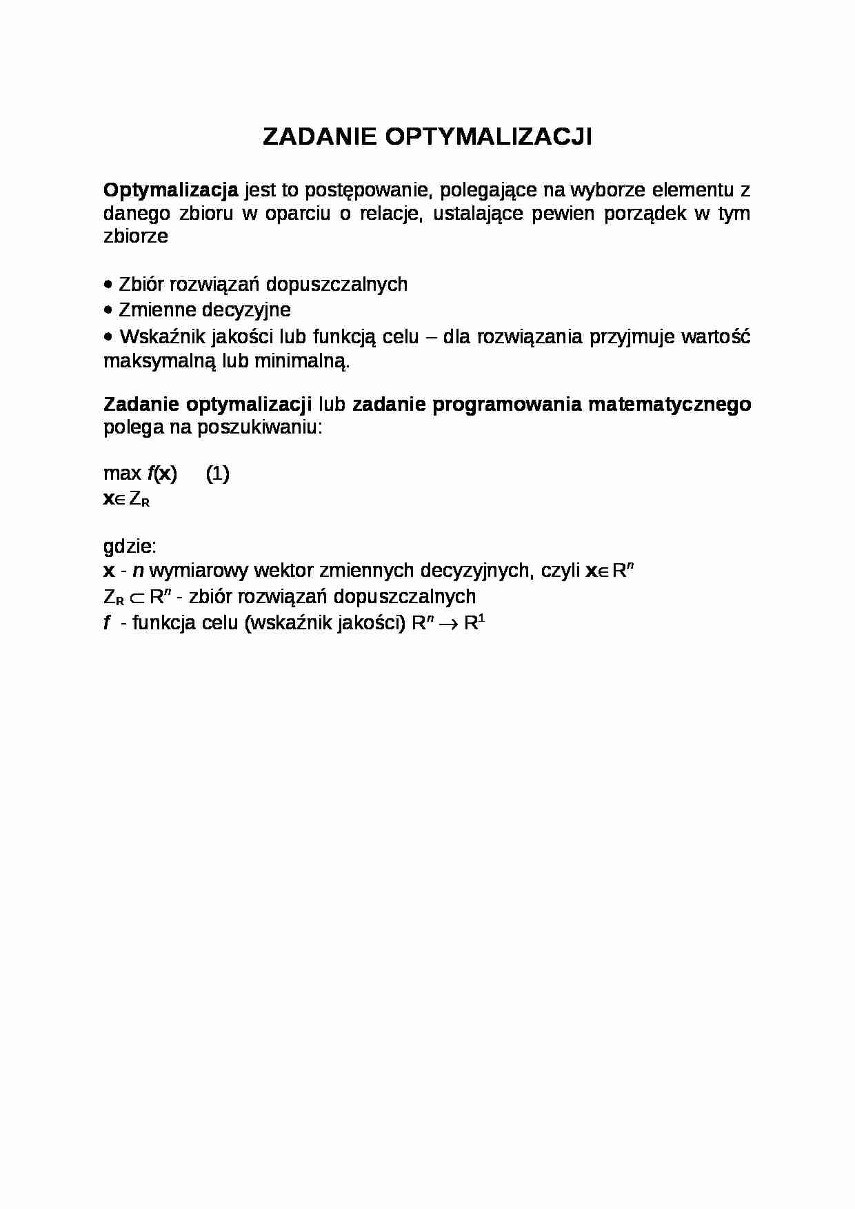 Zadanie optymalizacji - strona 1