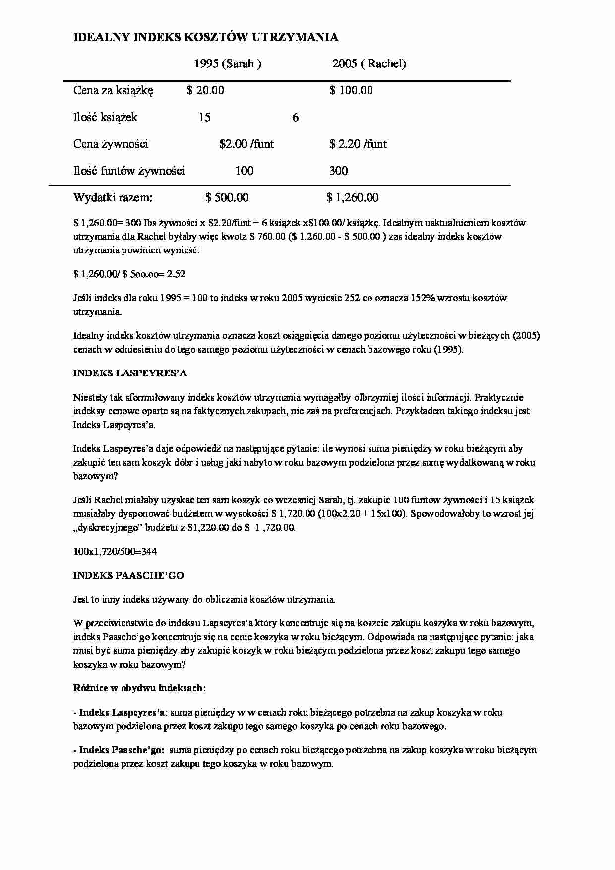 Idealny indeks kosztów utrzymania - strona 1
