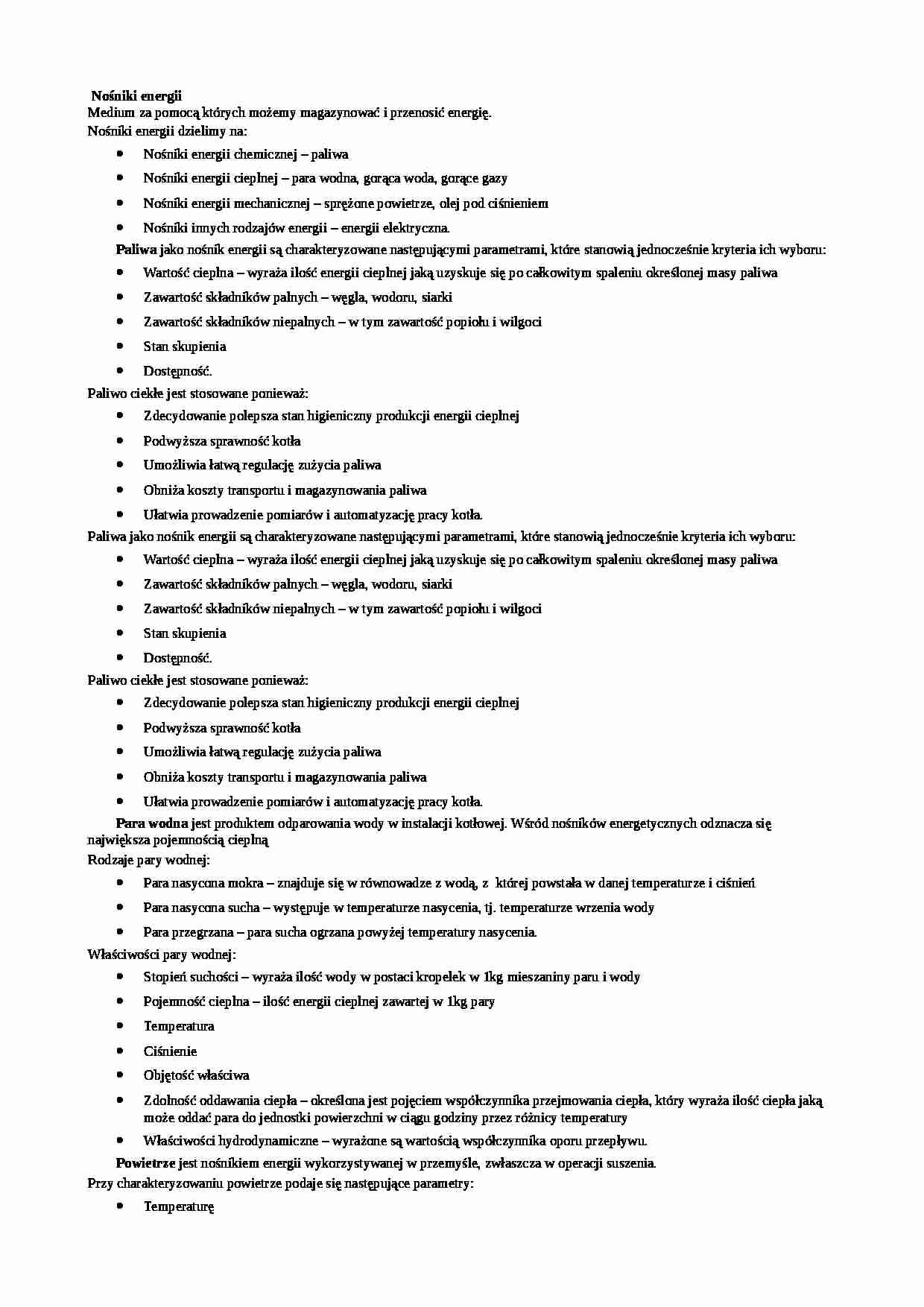 Nośniki energii - rodzaje - strona 1