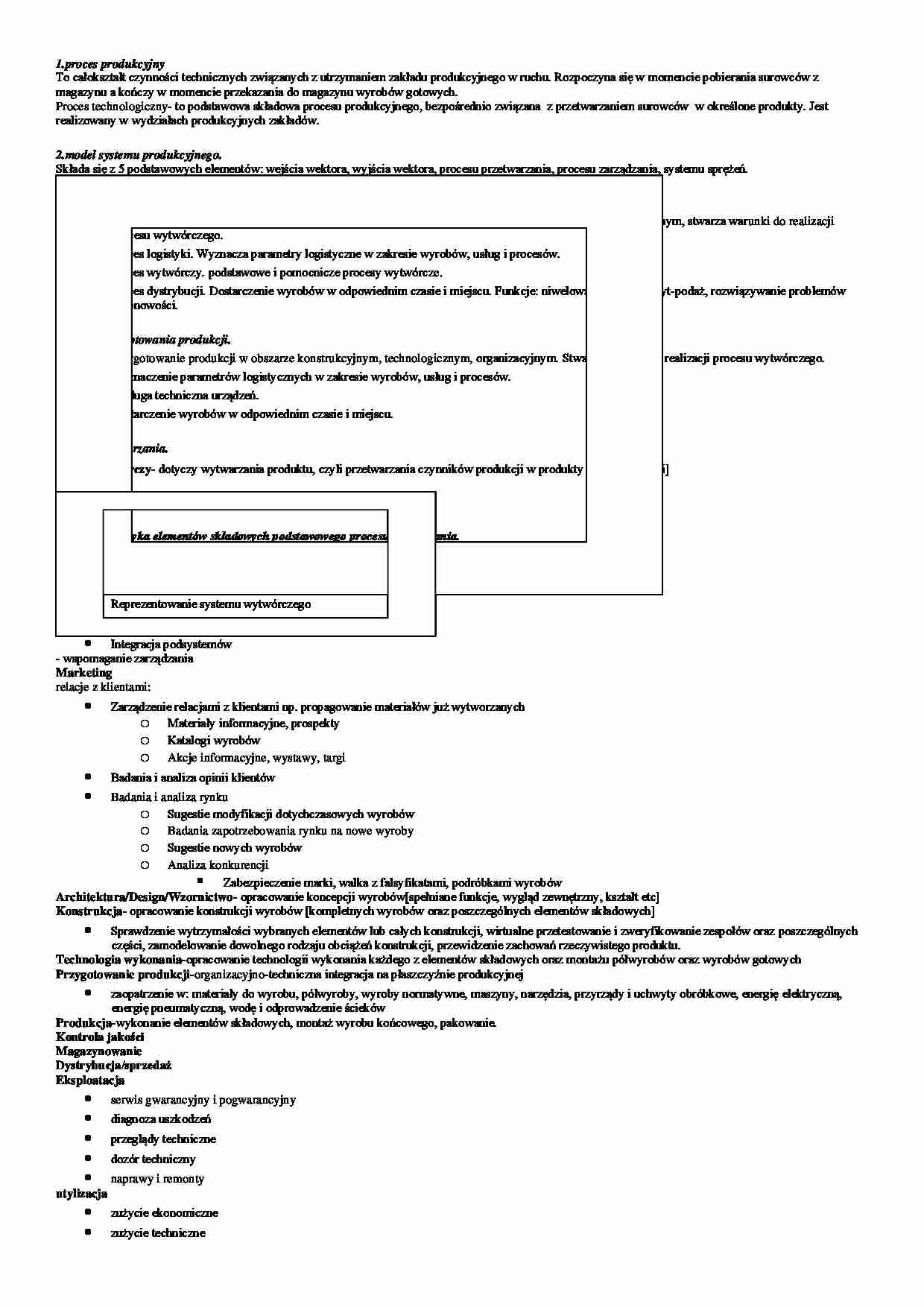 Procesy produkcyjne - pytania i odpowiedzi na egzamin - strona 1