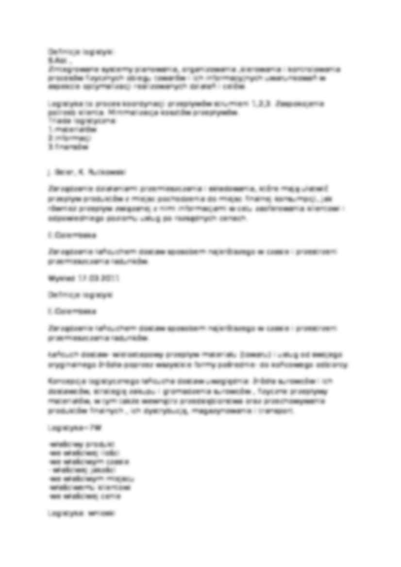 Logistyka w przedsiębiorstwie - zagadnienia na zaliczenie - strona 2