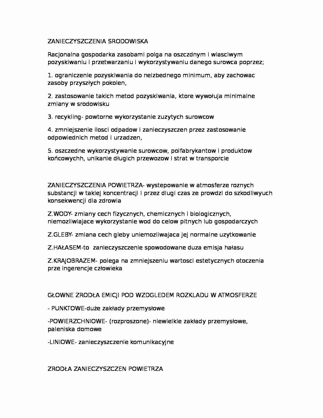 Zanieczyszczenia środowiska - podział i opis - strona 1