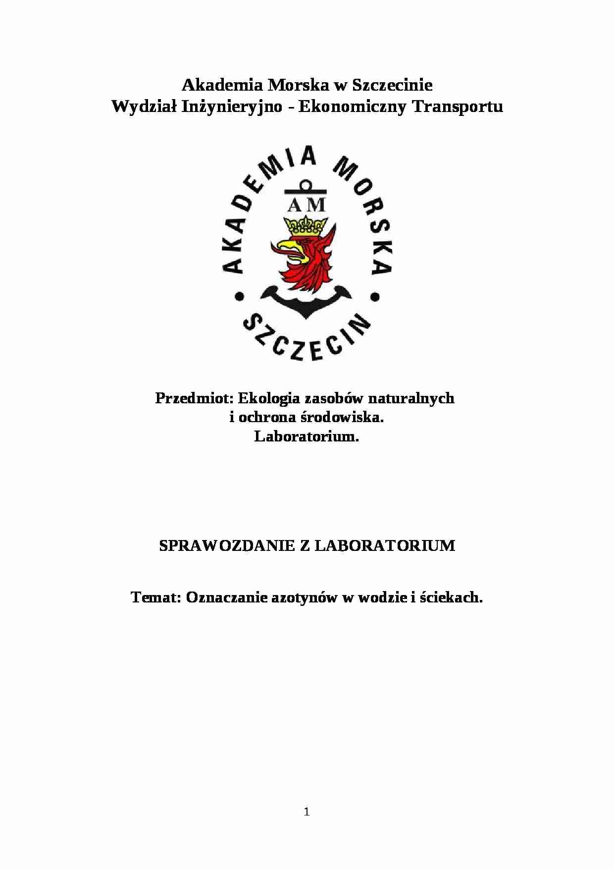 Azotyny w wodzie i ściekach - strona 1