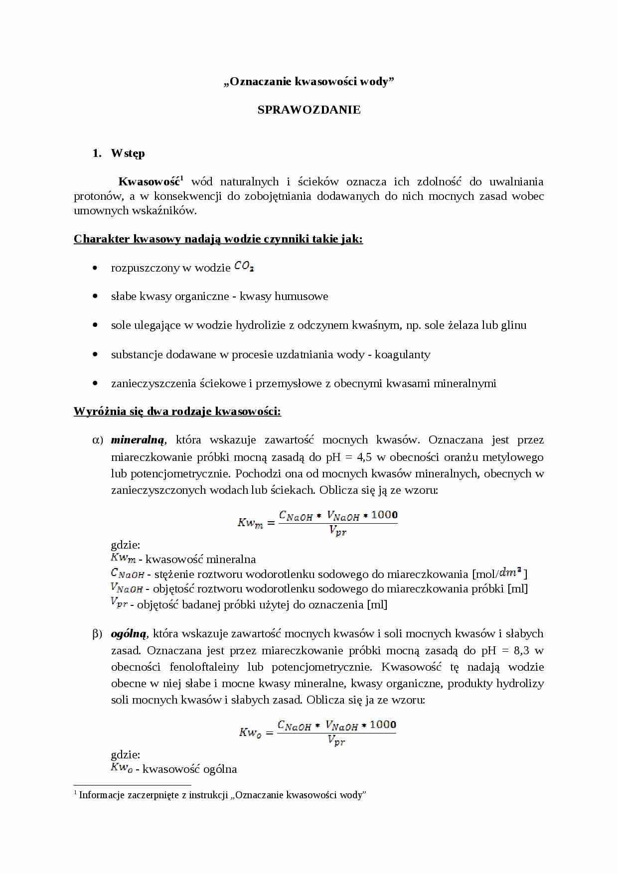 Oznaczanie kwasowosci wody - strona 1