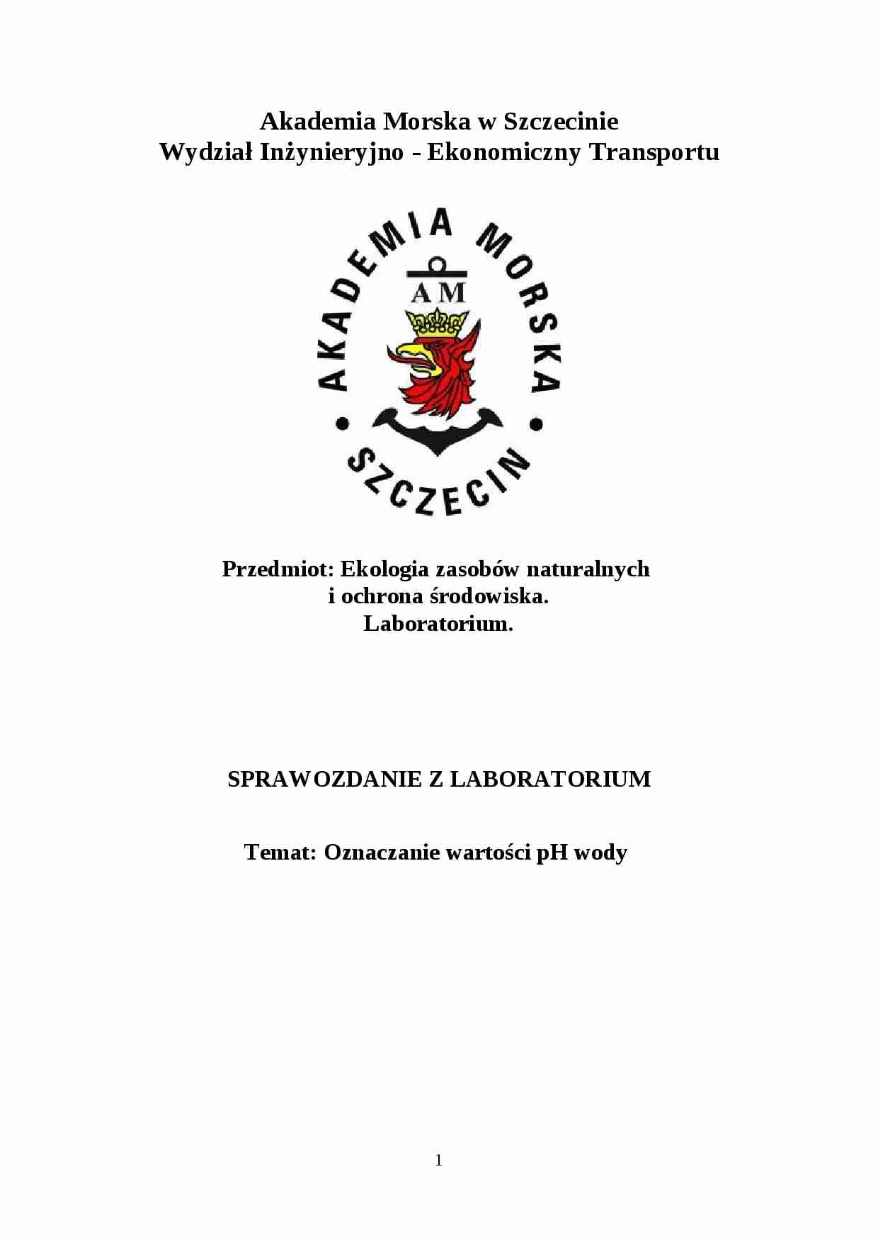 Oznaczanie wartości pH wody - strona 1