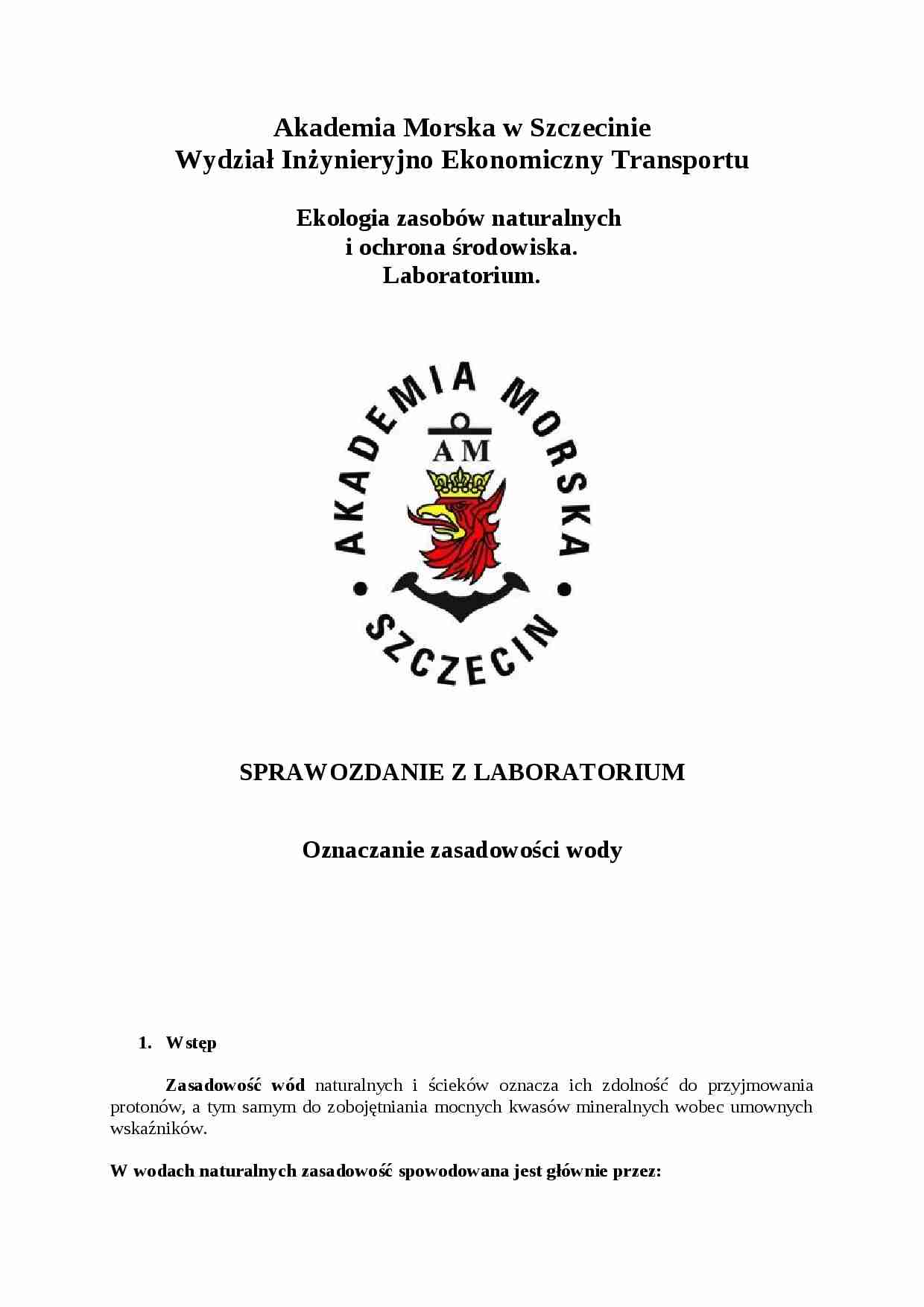 Oznaczanie zasadowości wody - strona 1