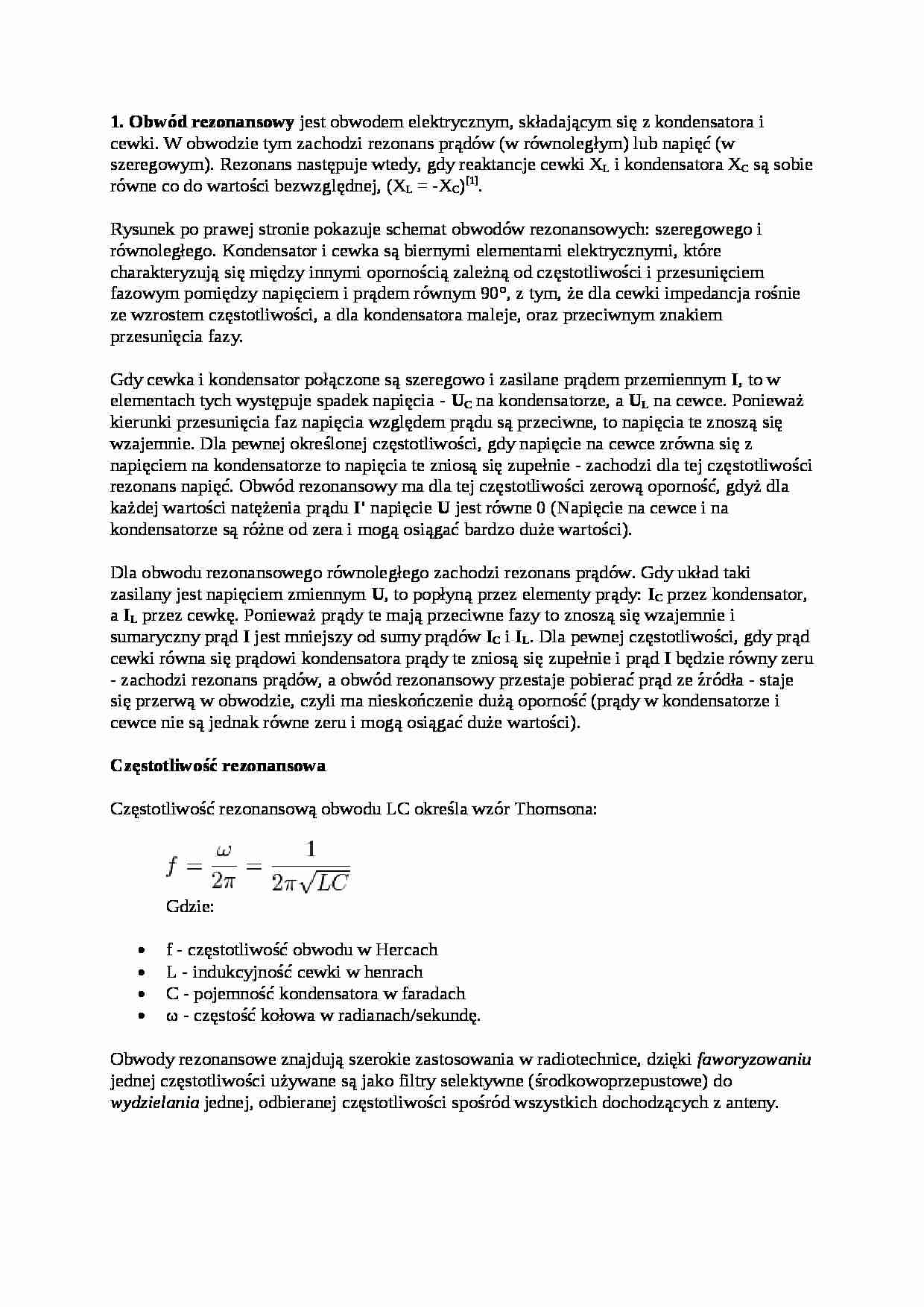 Rezonans - definicja i opracowanie - strona 1