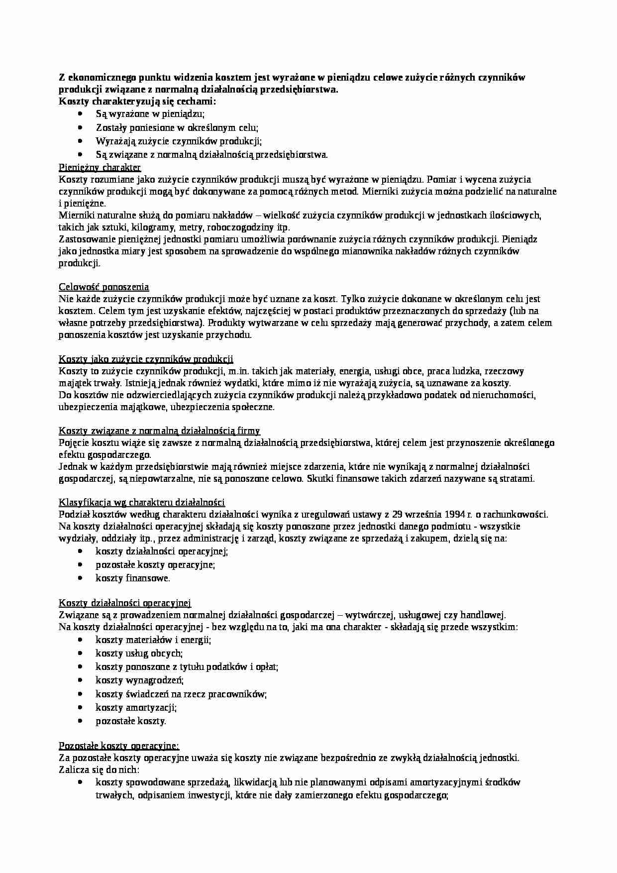 Koszty i pojęcia - strona 1