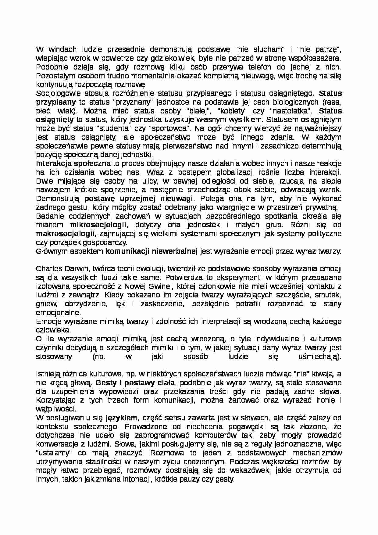 Interakcja społeczna a życie codzienne - strona 1